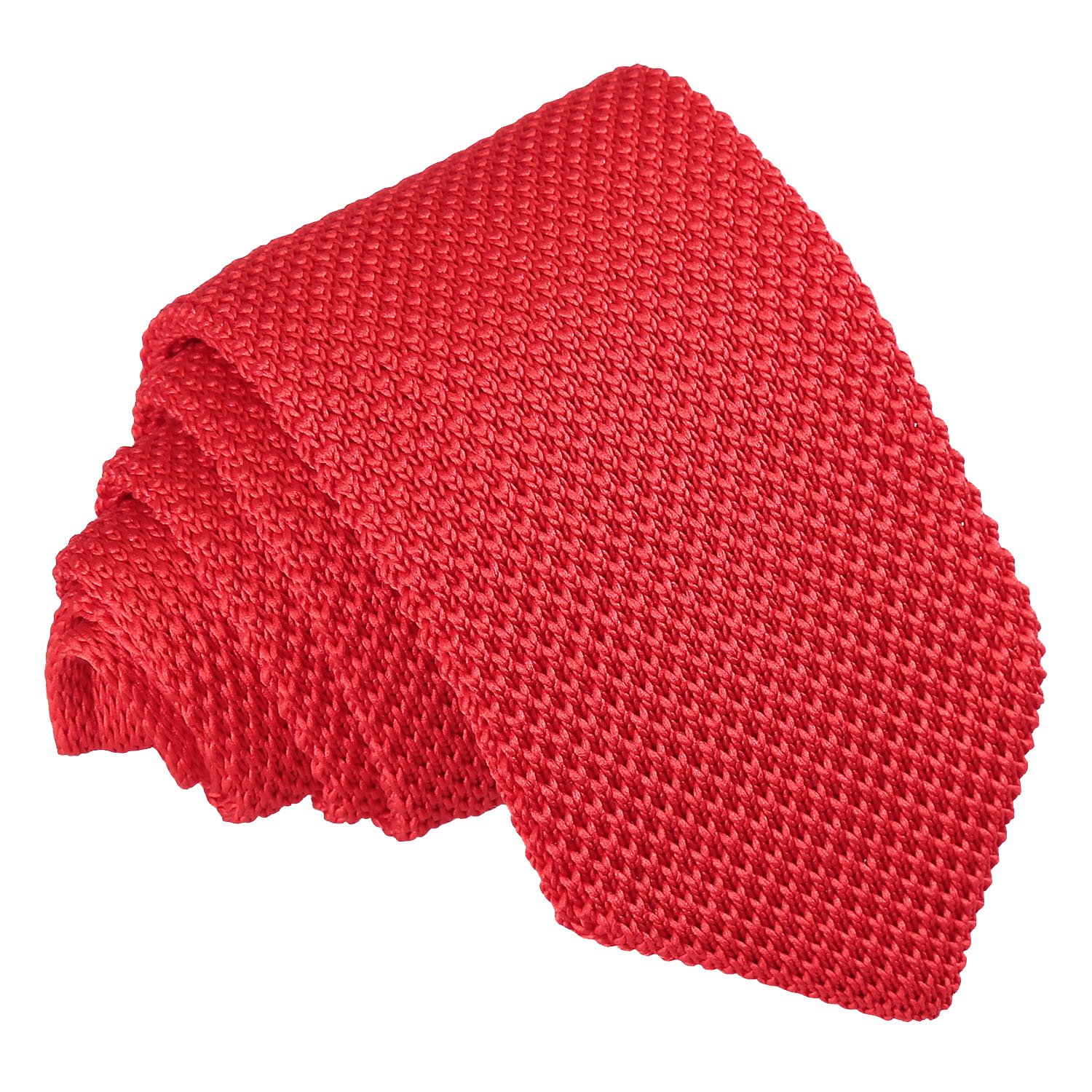 Dqt Men's Red Plain Knitted Tie - 7Cm Slim Width Knit Necktie - Wedding, Business & Formal