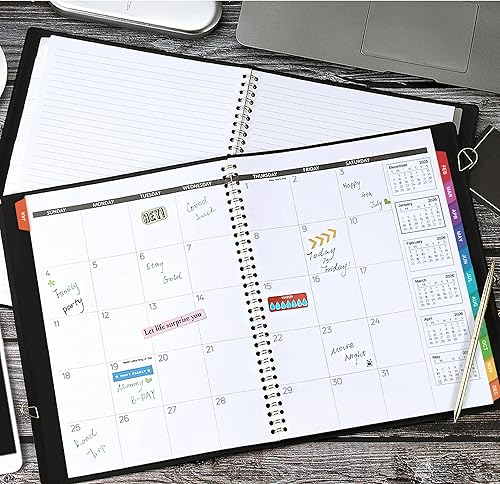 Miniatura 8 de Agenda mensual 2026 - enero 2026 a diciembre 2026, agenda mensual 2026, 12 meses, piel sintética, 8.86 x 11.4 pulgadas, 15 páginas de notas, doble