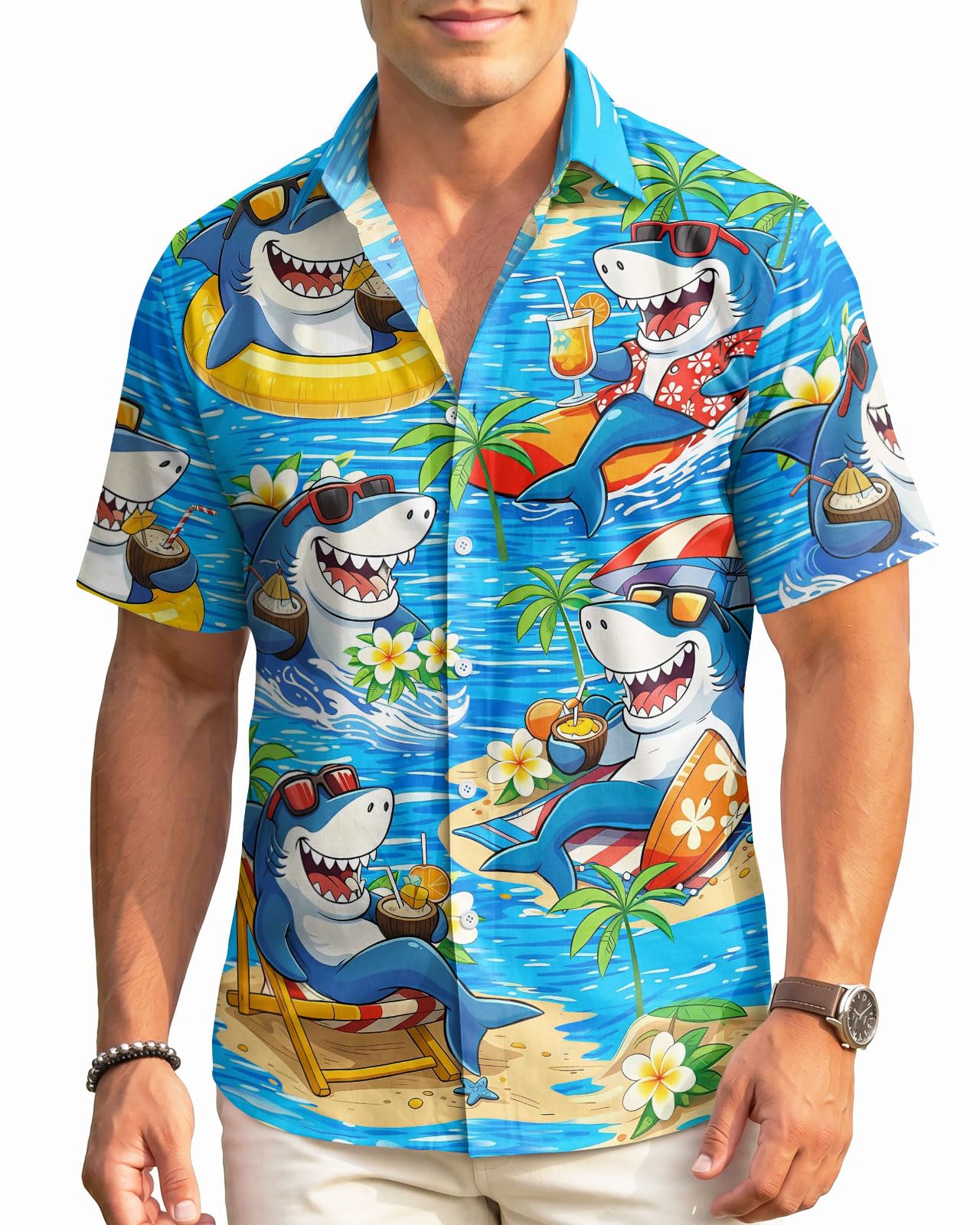 99TIMORO Funny Film Summer Button Down Shirt Men Short Sleeve Top