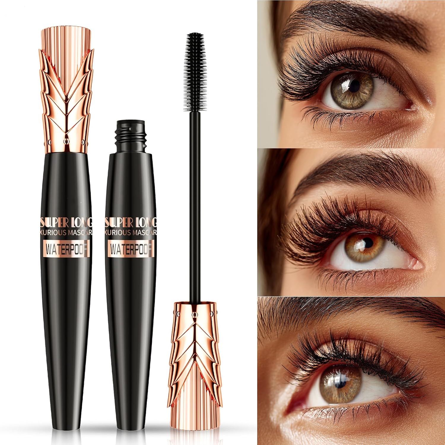 Waterproof Black Mascara for Volumizing & Lengthening Lashes, Smudge-Proof Washable Makeup - Image 6