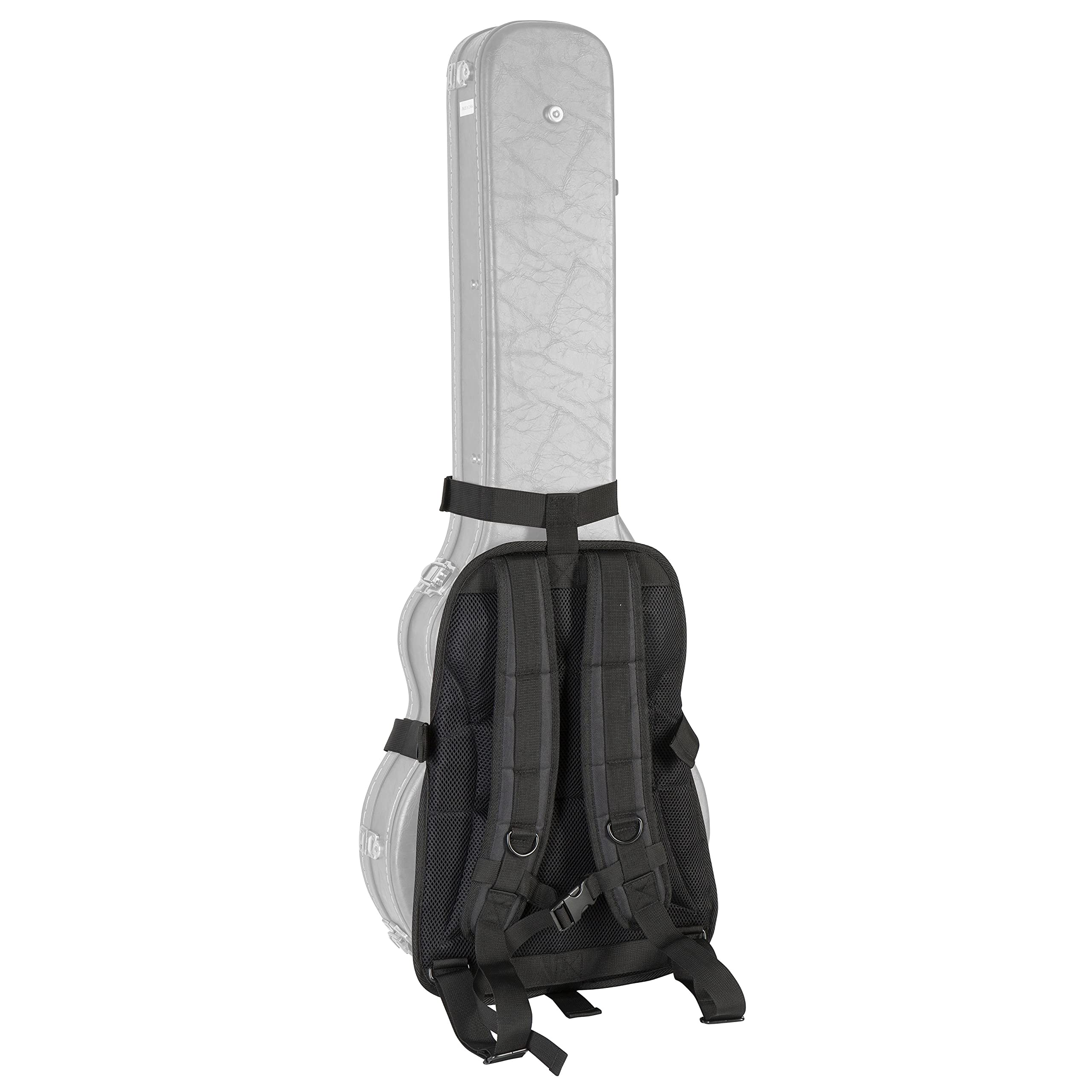 Fame Guitar Case Tragesystem, Schwarz, Robust, Gepolstert, Geeignet für E-Gitarre & Westerngitarre Formkoffer