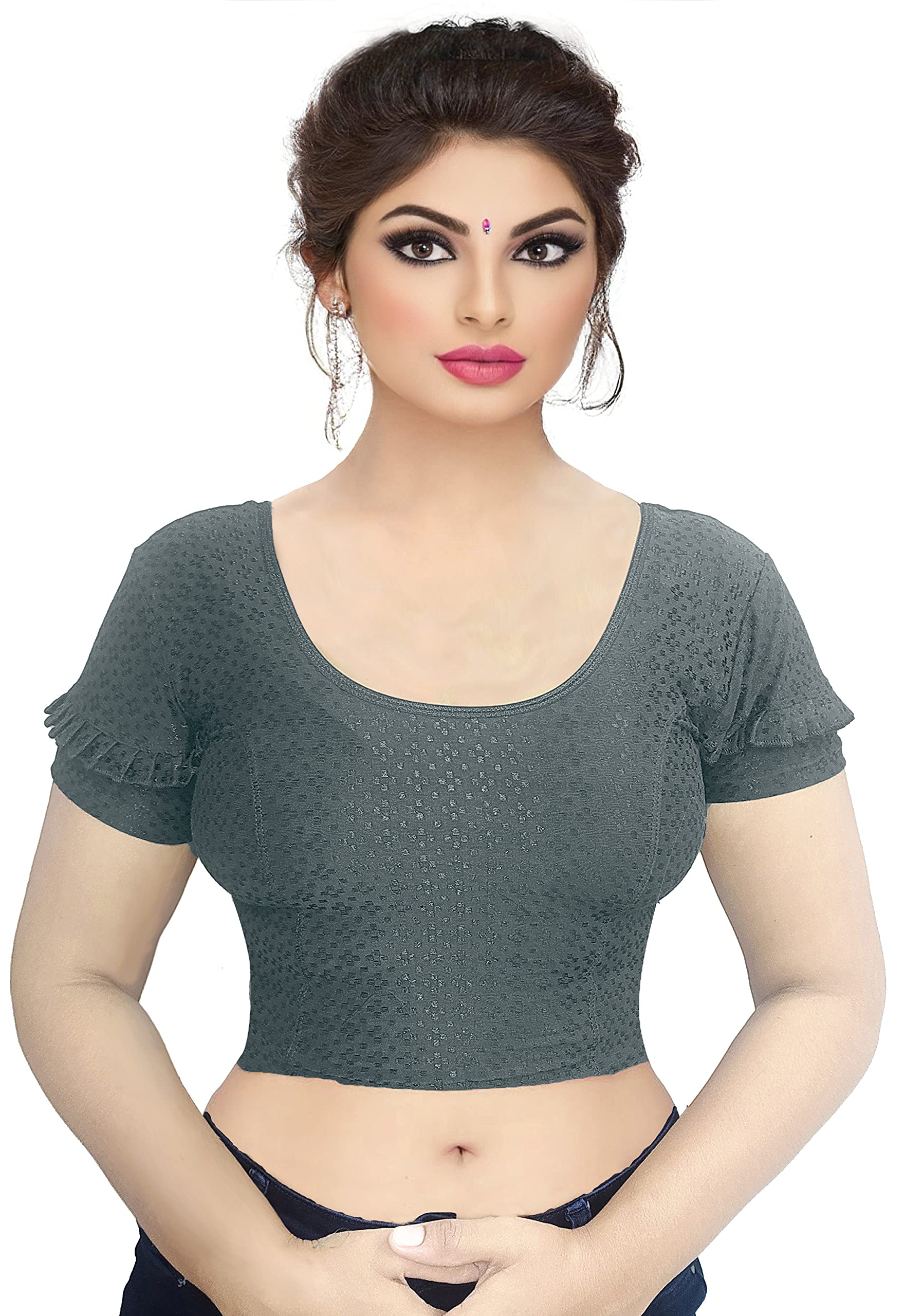 PU FashionWomen's Cotton Short Sleeve Readymade Stretchable Blouse