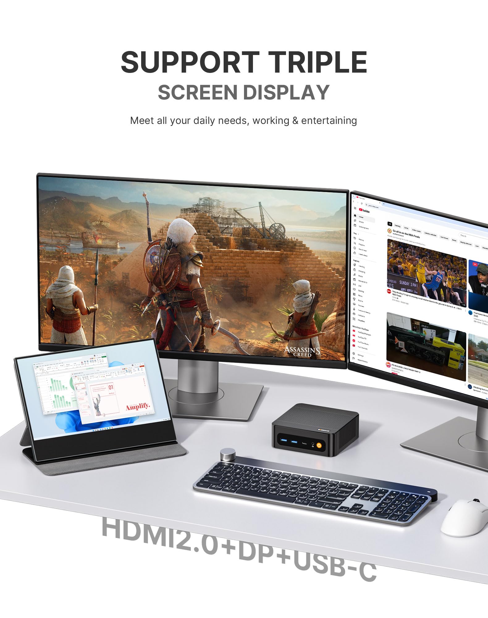 BOSGAME P6 Gaming Mini PC Ryzen 9 6900HX (8C/16T, up to 4.9GHz) Mini PC, 32GB LPDDR5 1TB NVMe SSD Mini Desktop, 1 x Type-C, 1 x DP, 1 x HDMI, Dual RG45 NIC, Wi-Fi 6E, BT5.2 — view 9