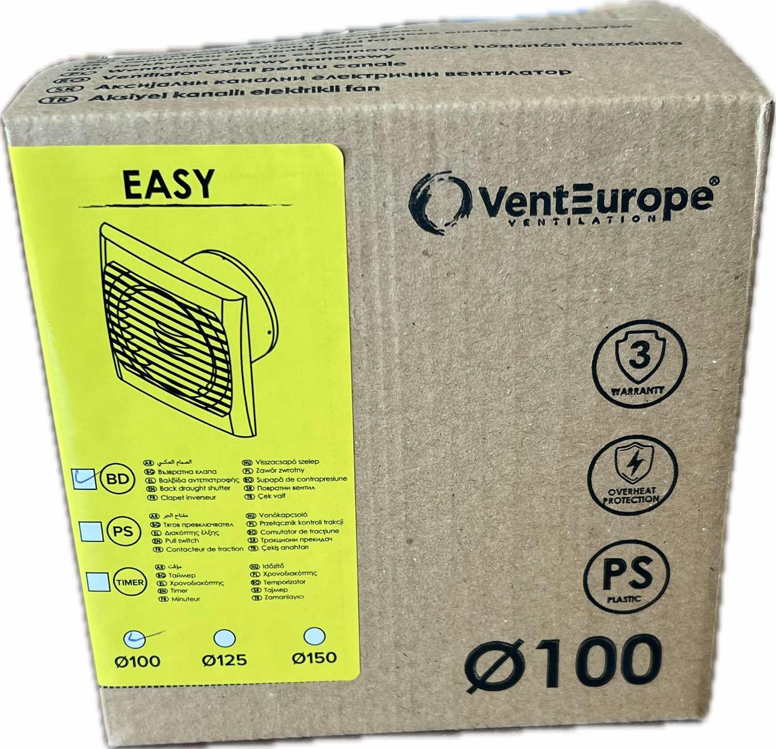 Wentylator wyciągowy 100 mm z zaworem zwrotnym – energooszczędny i cichy wentylator łazienkowy 97 m³/h, 35 dB, 14 W – biały wentylator ścienny do łazienki, WC i prysznica, ochrona przed