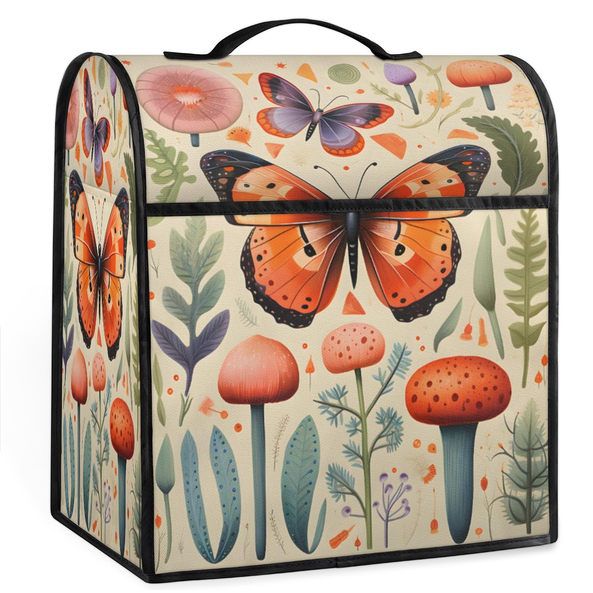 Coffee Maker Cover Retro Butterfly Kitchen Appliance Covers Small Appliance Covers Blender Cover Juicer Cover Dust Covers for Kitchen Appliances with Top Handle and Pockets,Washable,C261