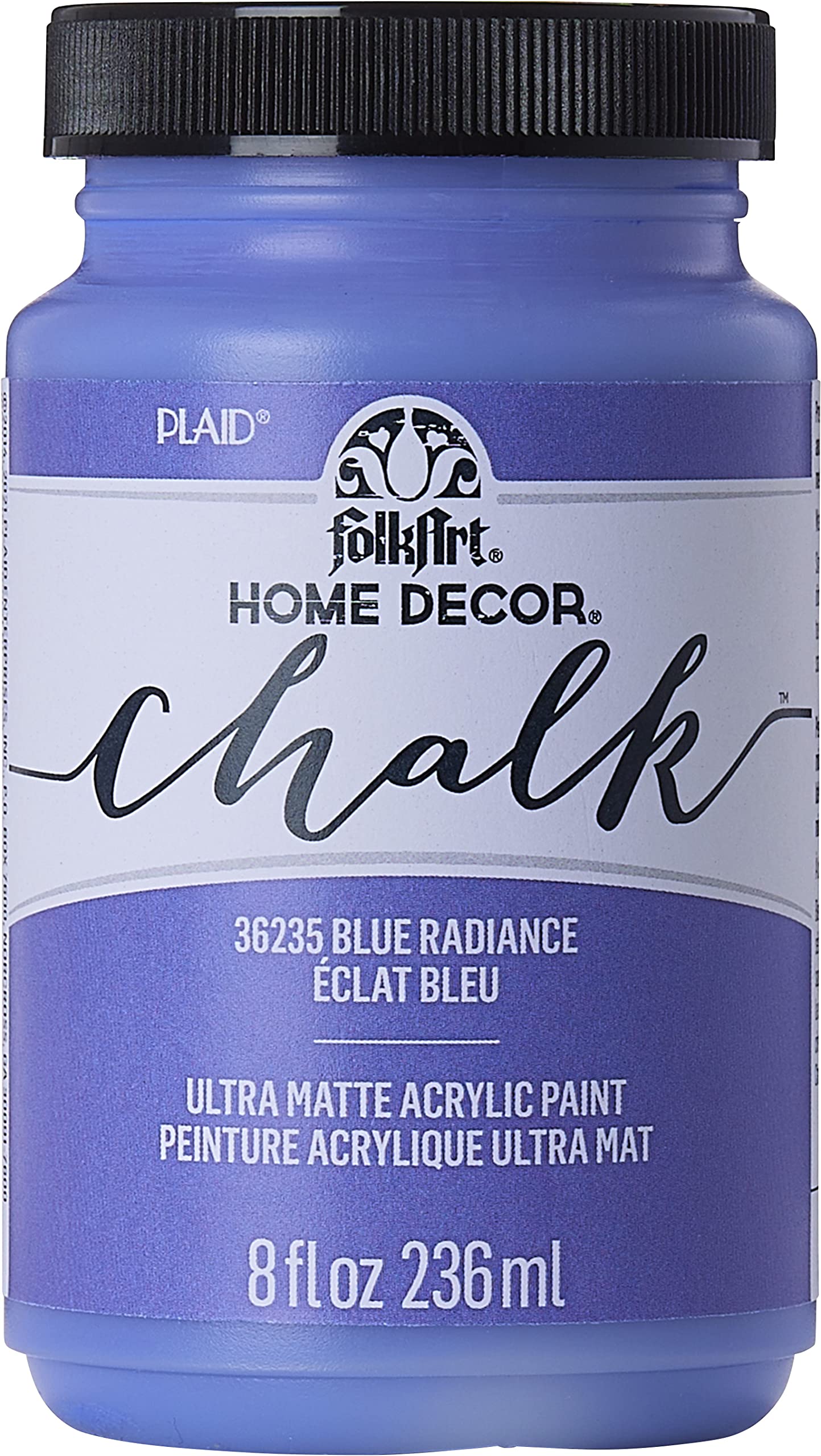 FolkArt Assorted Home Décor Acrylic Chalk Paint For Crafts, Blue Radiance 8 fl oz Ultra Matte Acrylic Chalk Paint, Art Supplies With An Ultra Matte Finish, 36235