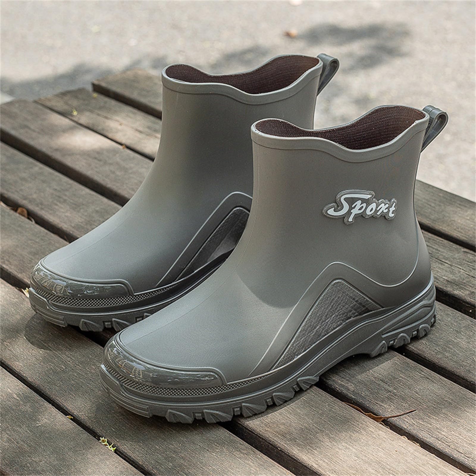 Botas de goma para hombre, botines de goma impermeables, botas de lluvia, botas de goma cortas, botas de lluvia, antideslizantes, zapatos de lluvia, zapatos de jardín, botas de tobillo para exteriores
