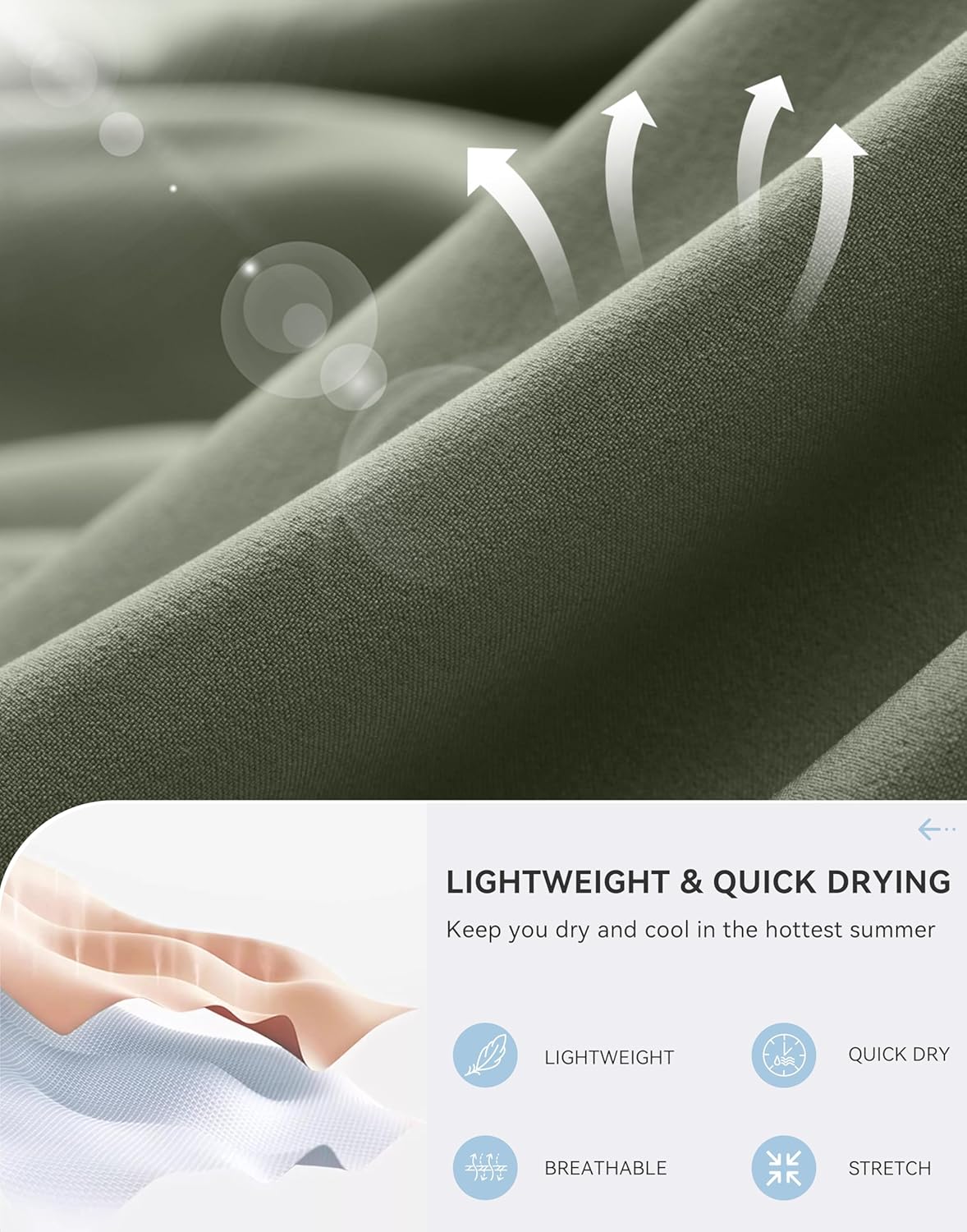 Pudolla Men's Hiking Cargo Shorts 9" Lightweight Stretch Travel Work Shorts for Men Outdoor Casual with 5 Pockets - Image 5