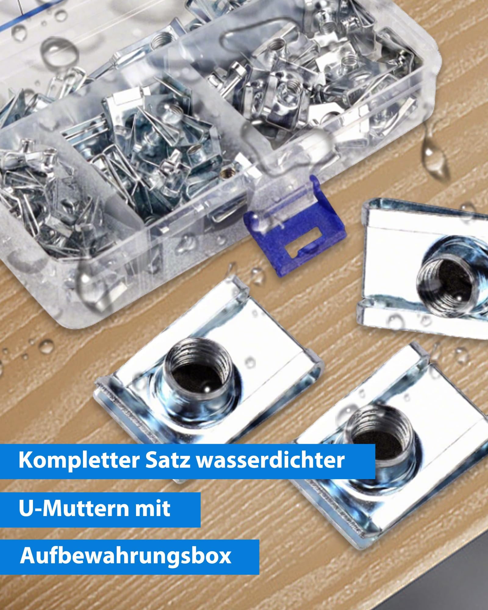 100 Stück Blechmutter Schraube Mutter Kit: U-Typ Blechmuttern Edelstahl M4 M5 M6 M8 mit Aufbewahrungsbox für reparieren in Türverkleidungen Dachverkleidungen
