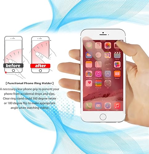Miniatura 3 de SKYPIA Soporte transparente para anillo de dedo, paquete de 4 soportes para teléfono celular, soporte de agarre de dedo con soporte de 360 para