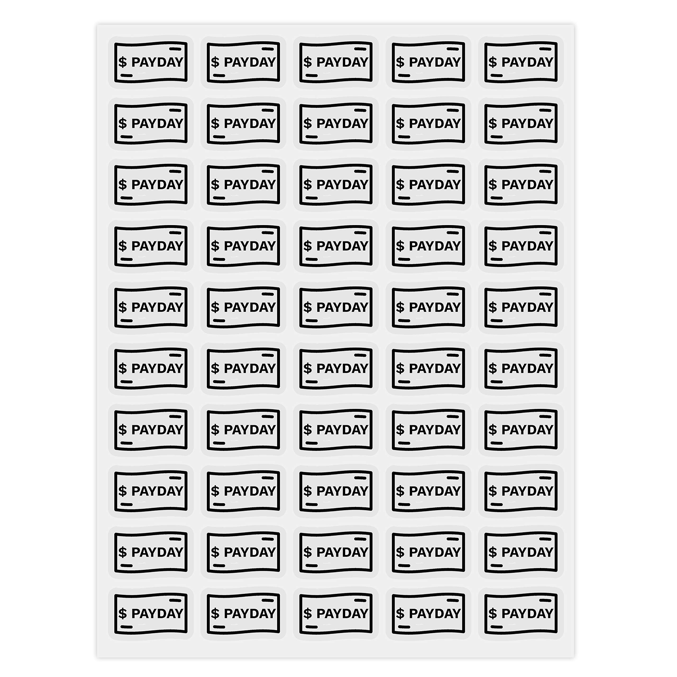 ARK Creation Gold Pay Day Planner Sticker - Payday Foil Planner Stickers - 50 Planner Stickers - Set of 2 (Clear Backing, Black)