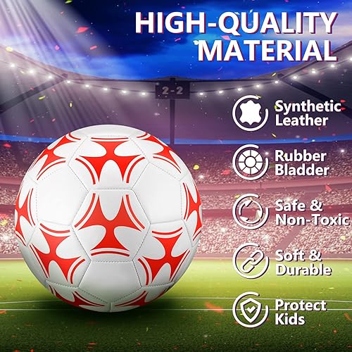 Miniatura 10 de Tradder Paquete de 4 pelotas de fútbol con bomba desinfladas a granel para juegos de interiores y exteriores, práctica, entrenamiento, regalo