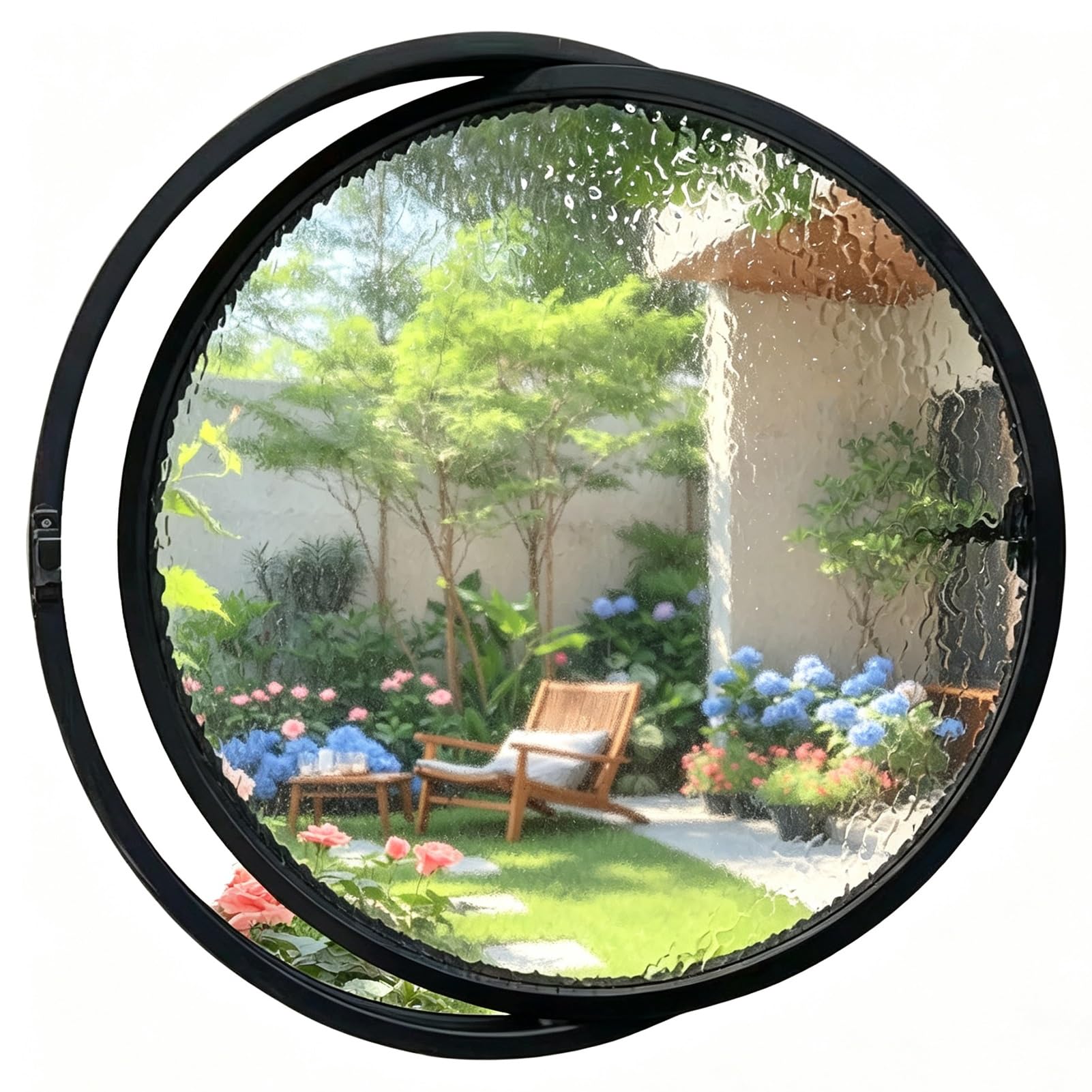 Ventanas Redondas Giratorias Ventiladas con Vidrio Templado | Ventanas Correderas Giratorias 360° Recambio con Manilla, Cuarto de Baño Cocina Dormitorio Salón(70cm(28in))