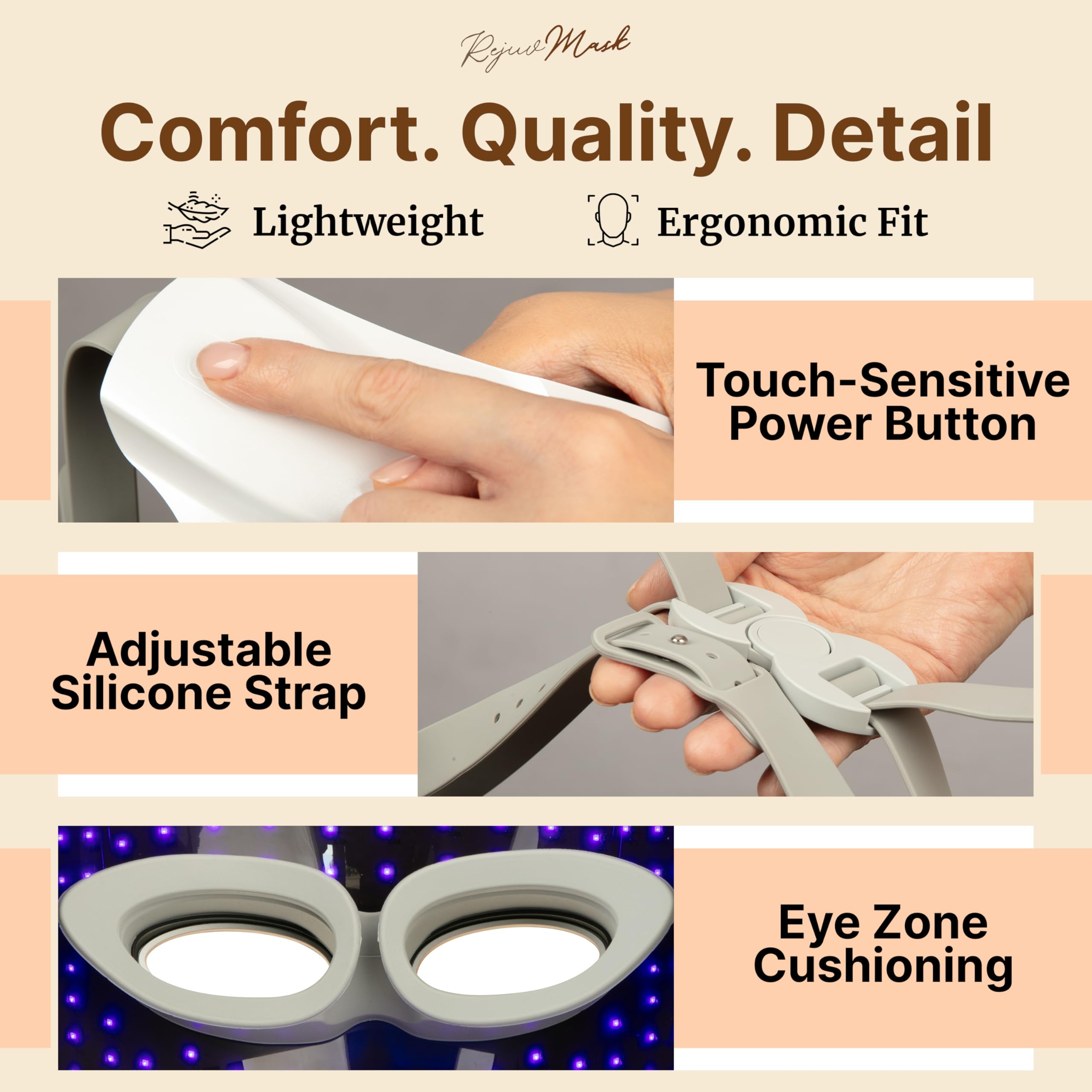 Rotlichtmaske für Gesicht & Hals - Leichte LED-Gesichtsmaske 0,5 kg mit Augenlöchern, verstellbaren Trägern und fortschrittlicher LED-Technologie Rotlicht-Gesichtsmaske