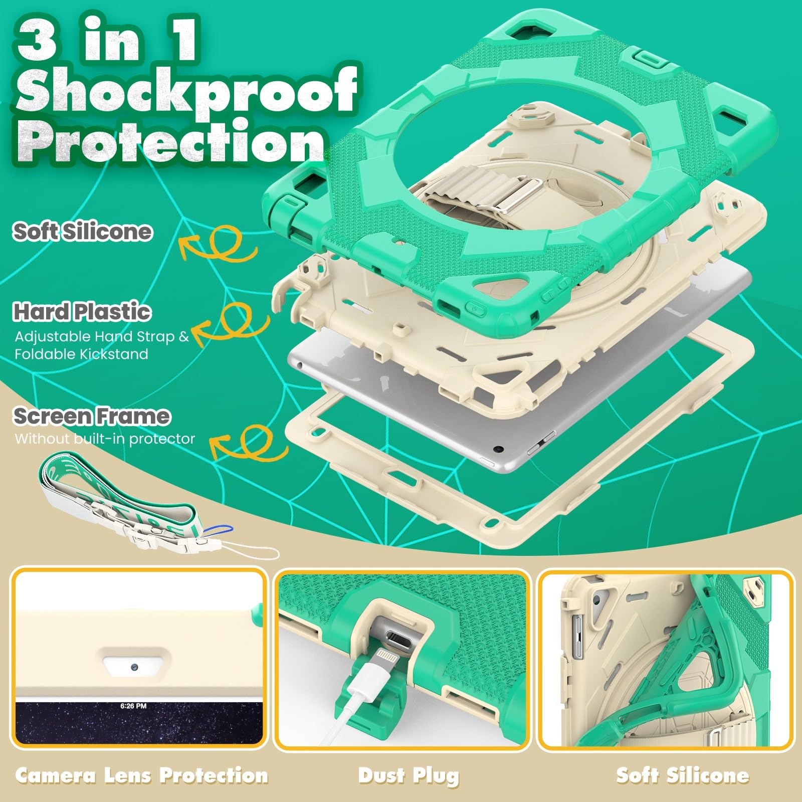 Custodia per iPad Air 2/iPad Pro 9.7, iPad 6° generazione/5 Custodia per iPad Air 2/iPad Pro 9.7, iPad 6° generazione/5