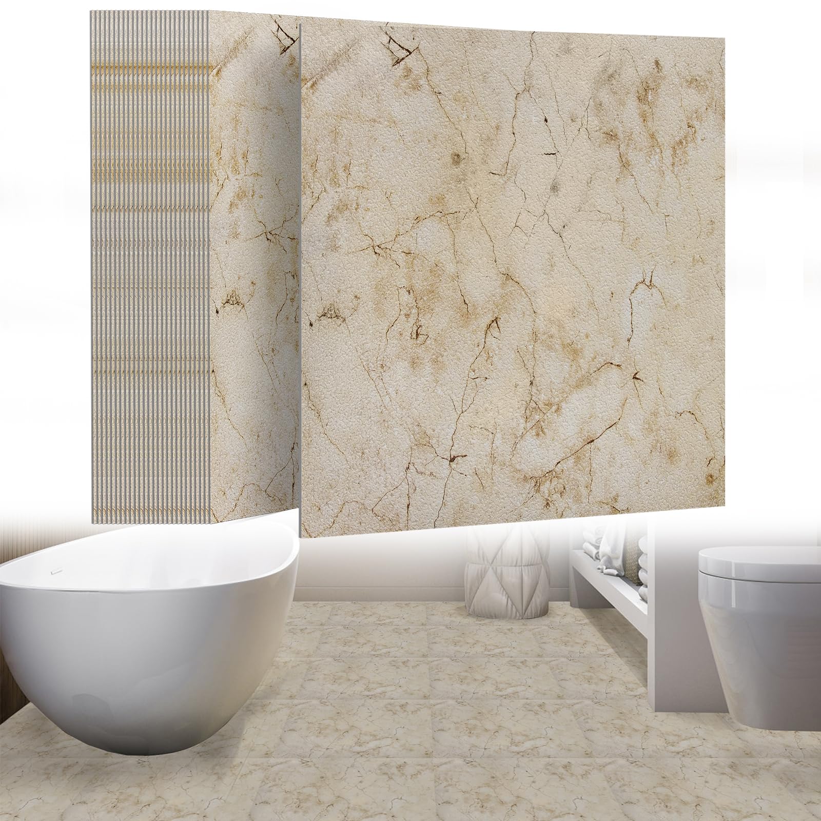 UISEBRT - Baldosas autoadhesivas 27 unidades 2,51m², revestimiento de suelo de PVC con aspecto de hormigón, vinilo adhesivo, para cocina, baño, pasillo, área de estar, 30×30cm 【Modelo E】