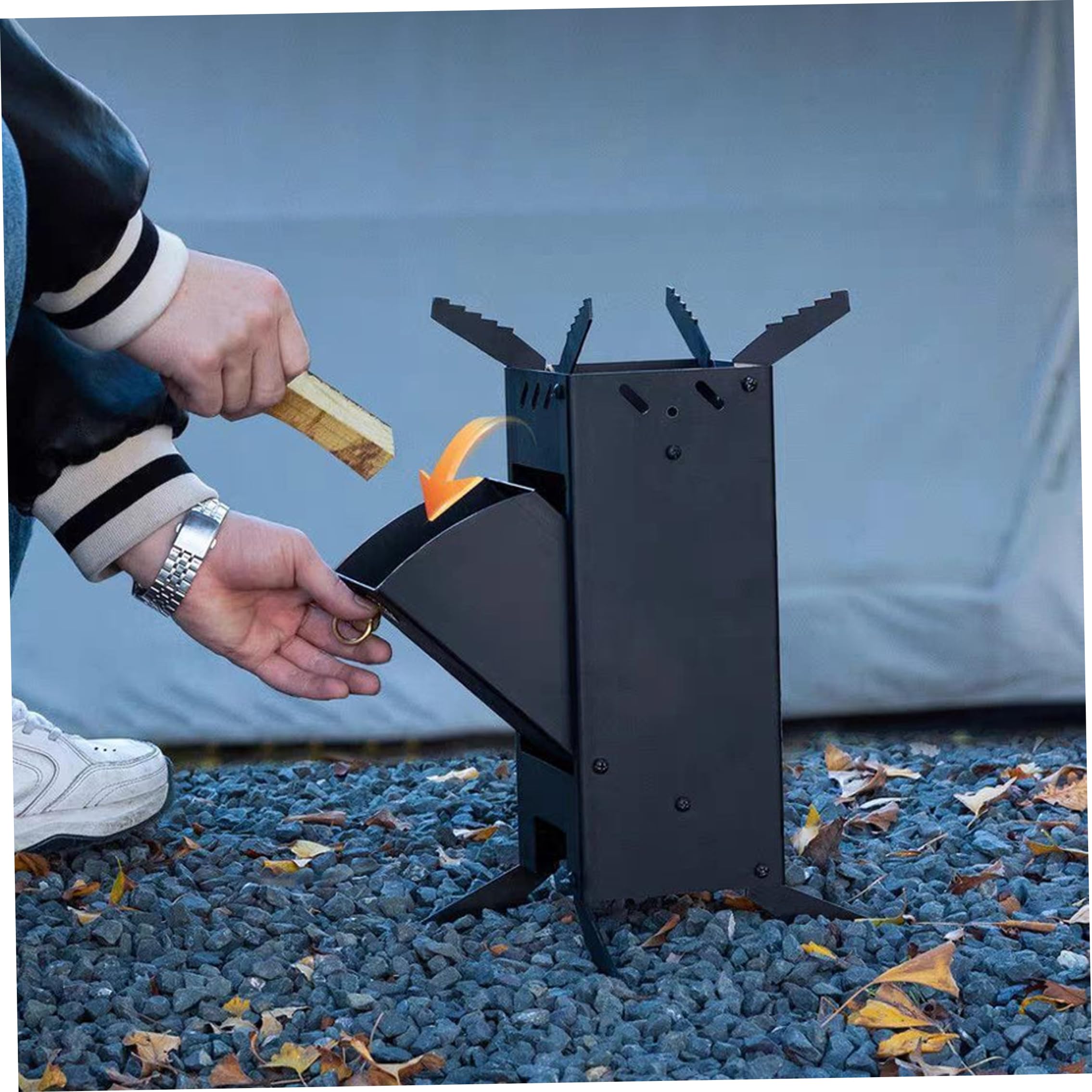 Réchaud de Camping avec grille antidérapante, remplissage de carburant facile, poêle tente avec traction