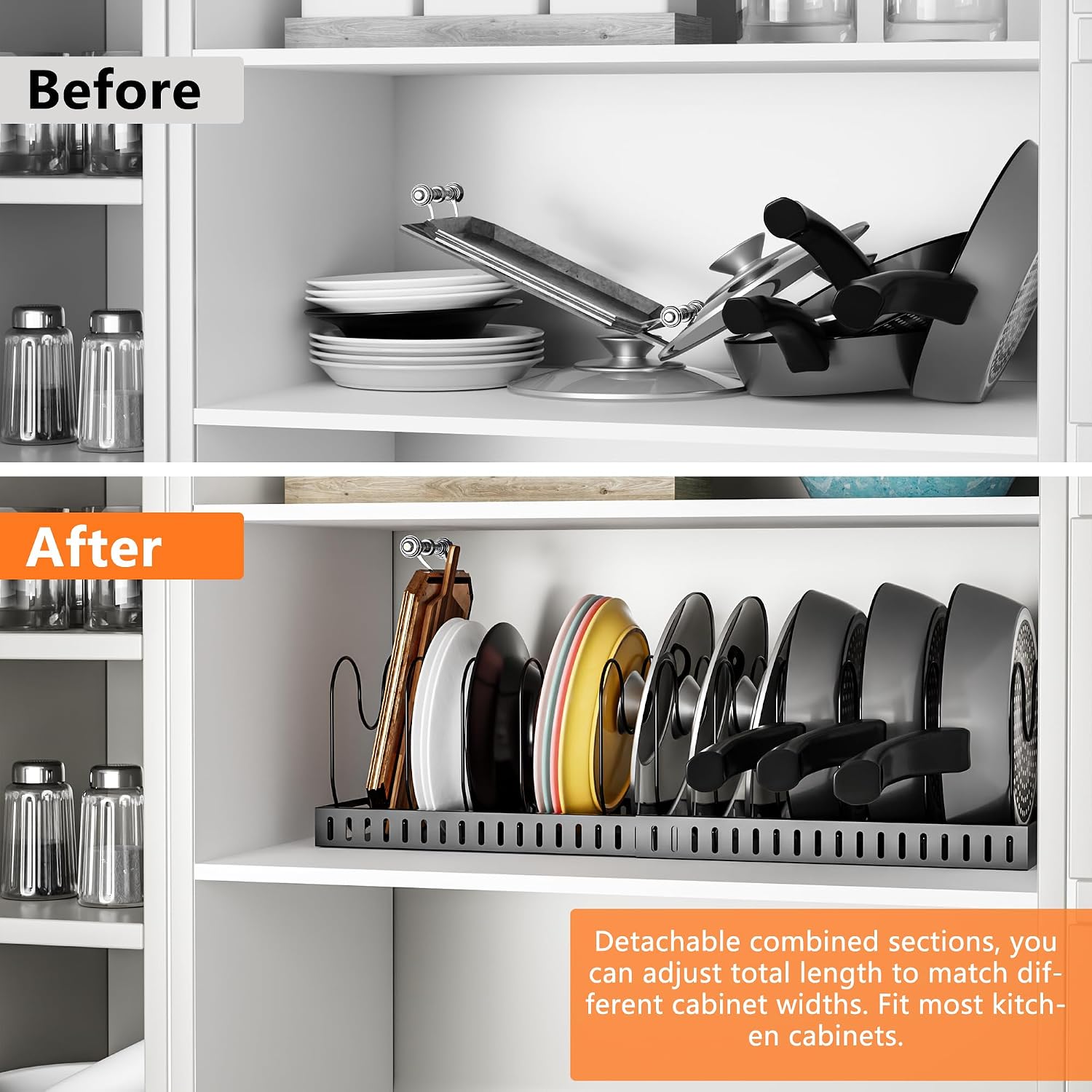 Pot and Pan Lid Organizer Holder for kitchen organization