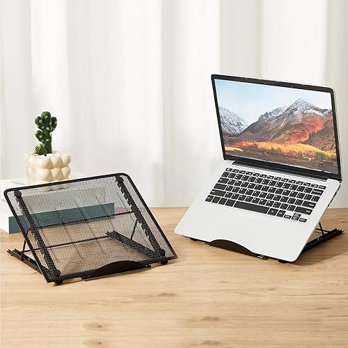 Miniatura 5 de 2 soportes de malla para laptop con 10 niveles, soporte grande ajustable para computadora de escritorio, portátil, soporte de refrigeración