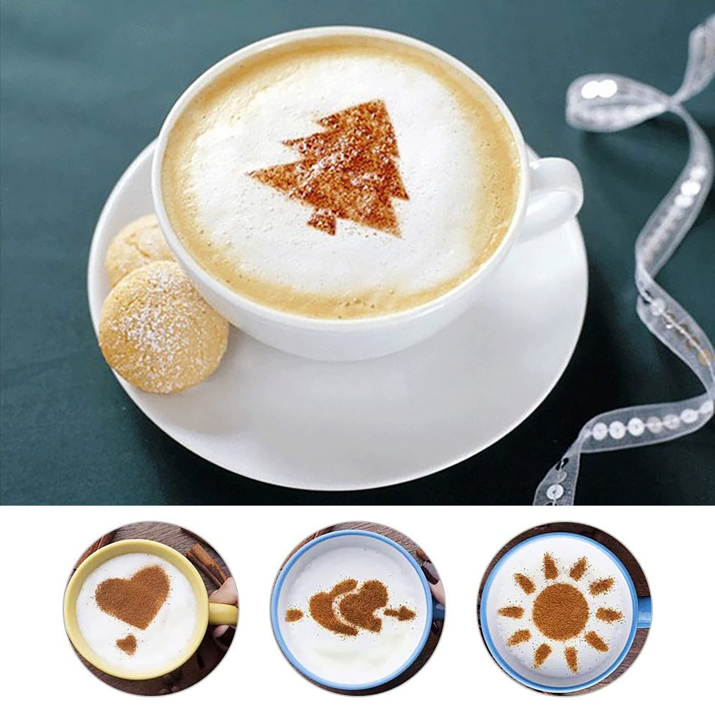 16 Stencil Per Latte Art E Torta – Decorazioni In Plastica Per Caffè E Dolci, Diametro 8,5 Cm, Design Creativi