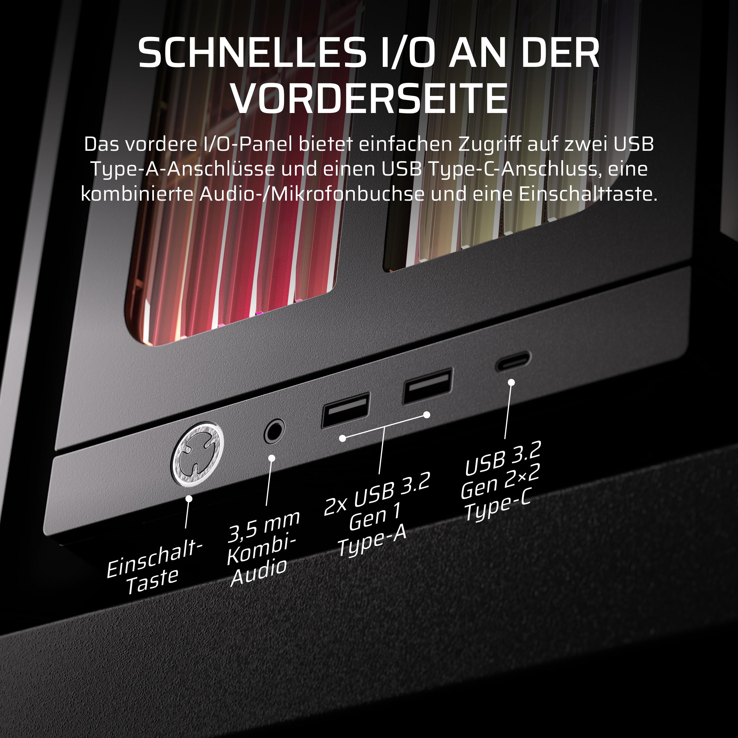 CORSAIR Frame 4000X RS Modulares Mid-Tower-ATX-PC-Gehäuse – Schwarz | RGB-Frontpanel, 4x RS120 PWM-Lüfter Enthalten, InfiniRail-Lüfterhalterungssystem, GPU-Anti-Sag-Stabilisierungsarm