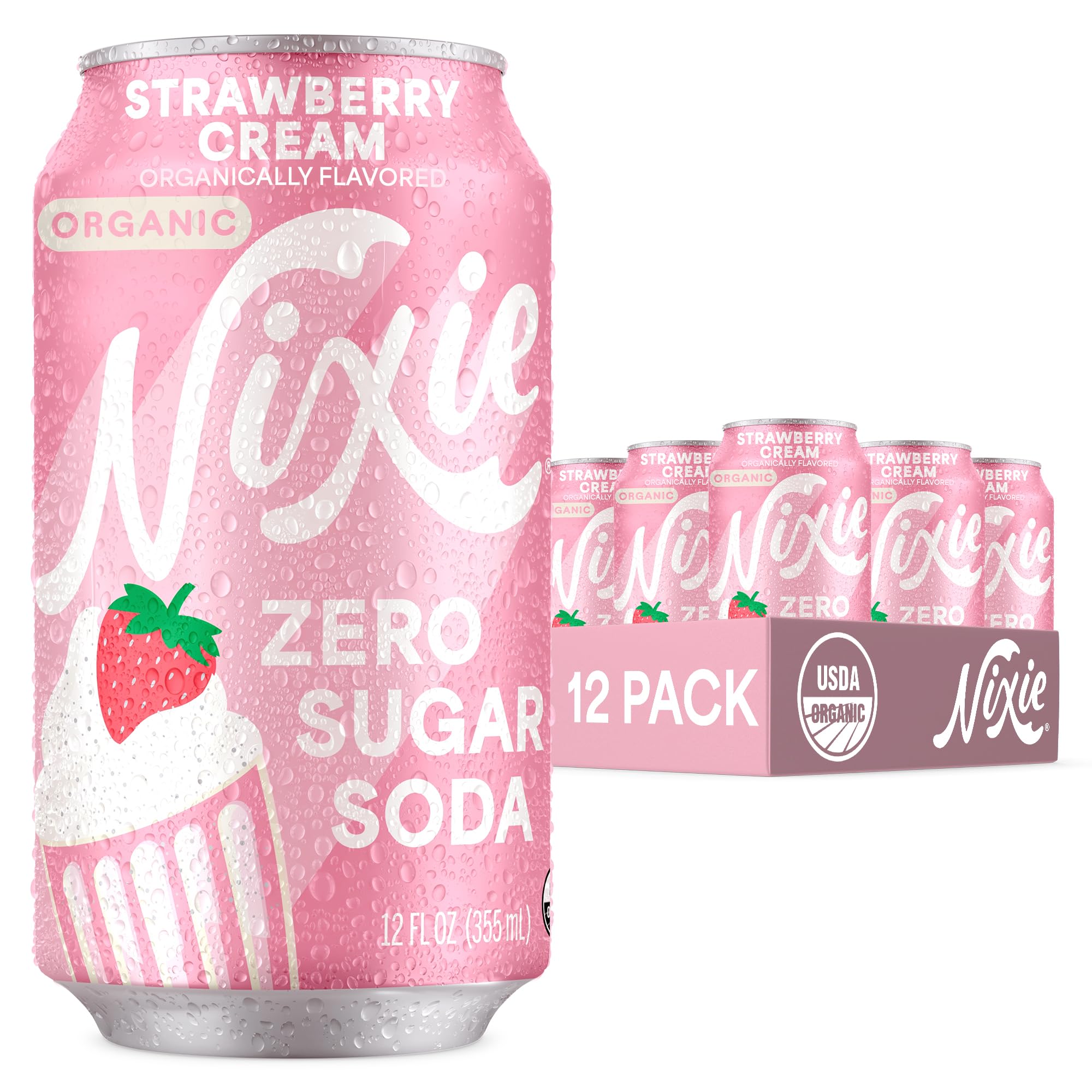 Amazon.com : Nixie Organic Zero Sugar Soda, NEW Strawberry Cream