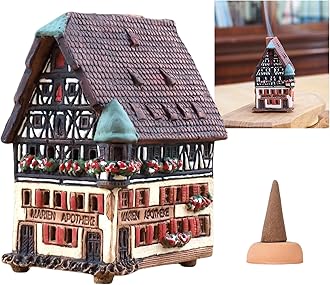 Ceramic Houses and Villages Collection - Handmade House Collectible Miniature of The Original Marienapotheke in Rothenburg Germany - Cone Incense Holder R278