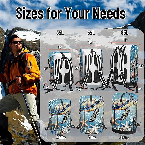 Miniatura 3 de Bolsa seca impermeable resistente para kayak, senderismo, tortugas marinas, náuticas, estrellas de mar, mochila con cierre enrollable, bolsa de
