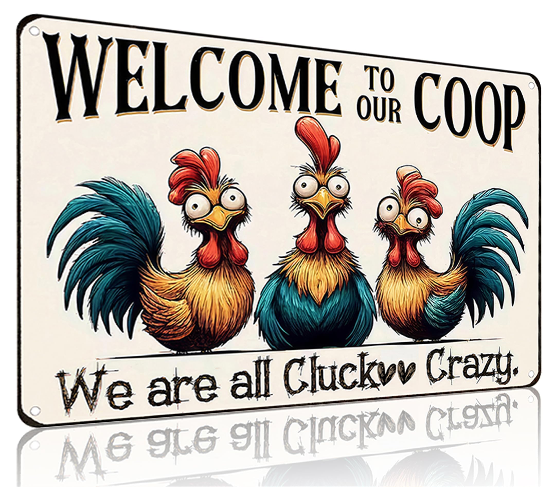 Funnysign Chicken Gifts Vintage Chicken Welcome To Our Coop Tin Sign for Chicken-Coop Farm Kitchen Garden Yard Decor 8x12 inch (3907)