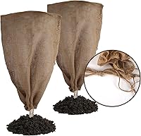 Vista 8 de 1 pieza cubierta de arpillera para plantas de invierno de 45.3 x 70.9 pulgadas, bolsas grandes de arpillera con cordón, cubiertas reutilizables