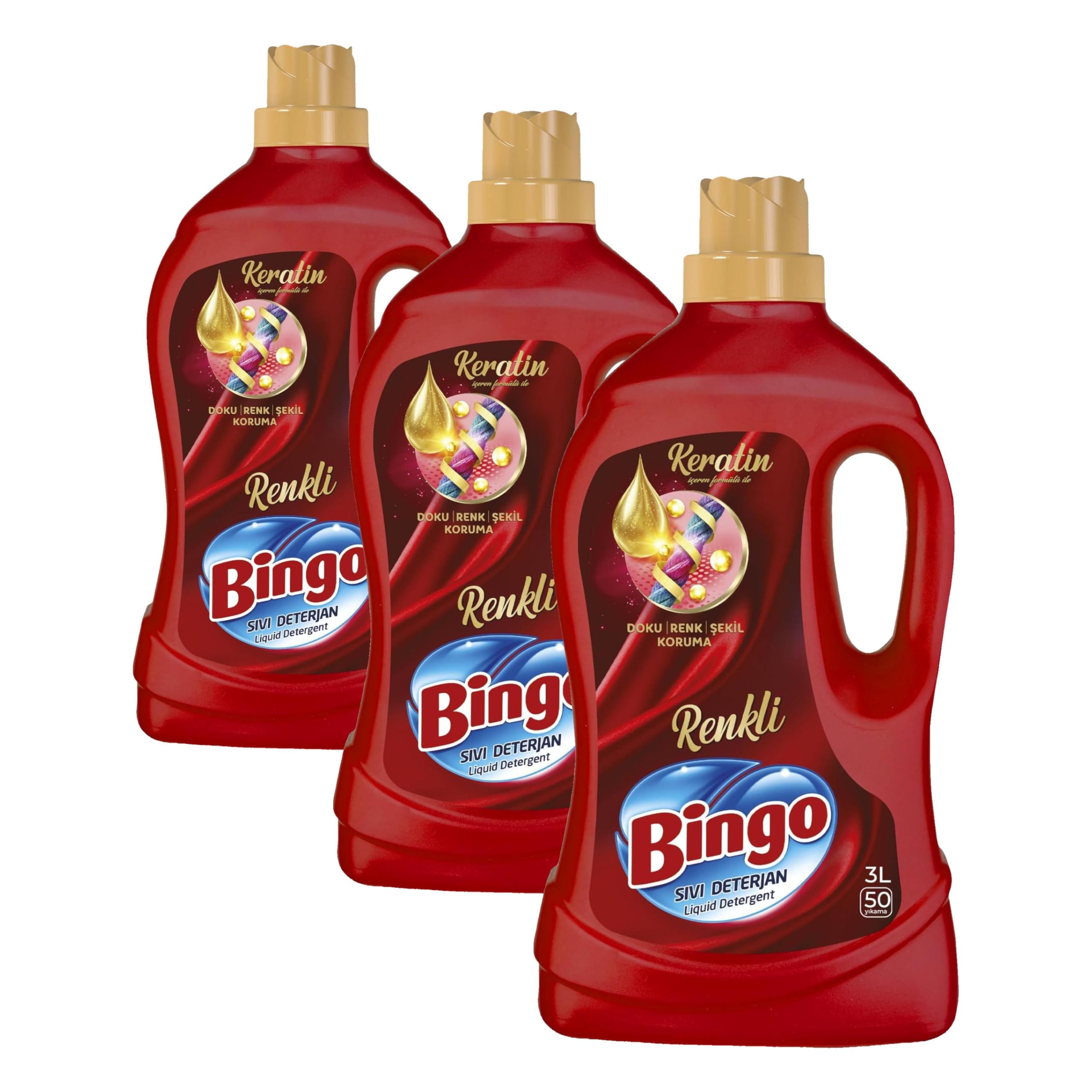 Bingo Sıvı Çamaşır Deterjan Bakım Renkli 50 Yıkama, 3000 ml (3 paketi)