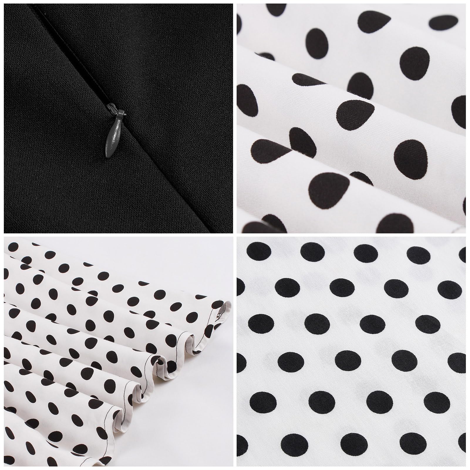 Robe rockabilly vintage à pois avec ceinture | Jupon à manches courtes pour cocktail, mariage, fête, bal, travail, bureau
