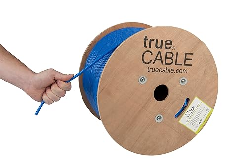 TRUE CABLE Cable Ethernet Cat6A Riser (CMR) a granel, 1000 pies, azul, cobre desnudo sólido 23AWG, par trenzado sin blindaje (UUTP), 750MHz, PoE++