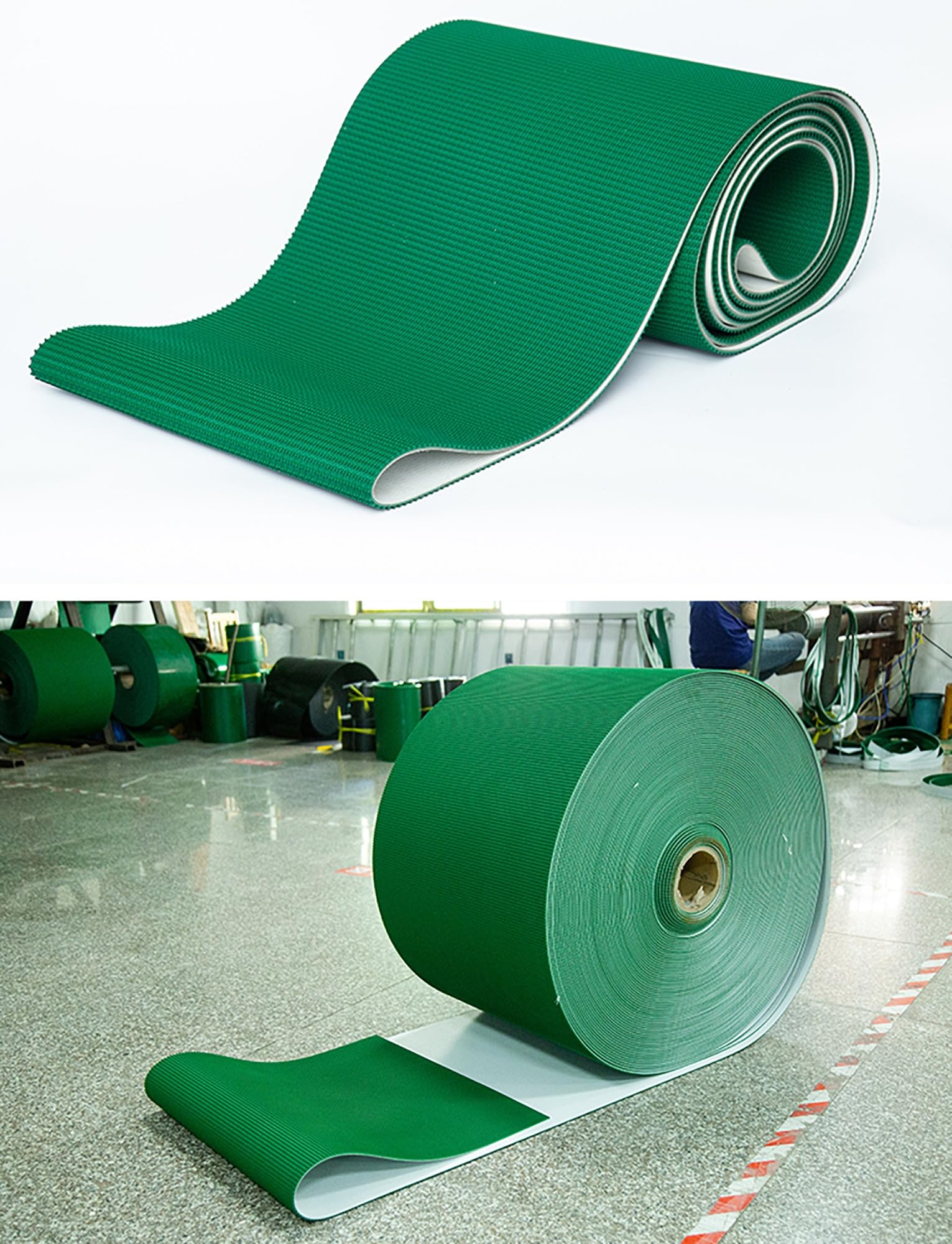 Cinta transportadora de PVC ecológica de 23 x 150 cm, rodillos para líneas de producción de embalaje eficientes, equipo de manipulación de materiales resistentes.