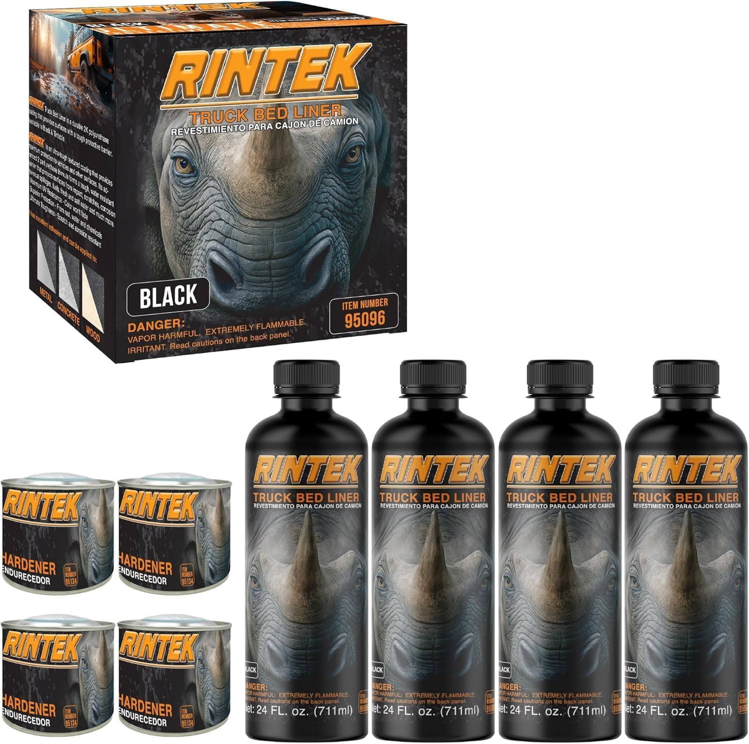 LAUCO Rintek Urethane Spray 1 Gallon Black Bedliner Coating, Heavy-Duty Polyurethane Protective Truck Bed Liner Paint, Waterproof Anti-Slip Impact-Resistant Automotive Coating