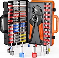 Preciva Ferrule Crimping Tool Kit AWG 28-5 (0.08-16mm²) - Self-Adjustable Ratchet Crimper with 1300pcs Ferrules & Storage Case