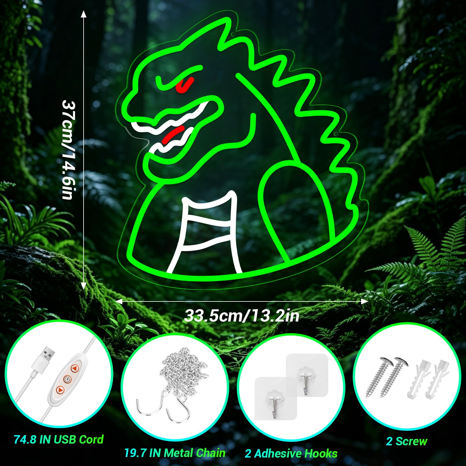Neonowy znak świetlny Monster do dekoracji ścian, dinozaur LED do dekoracji pokoju i jaskini człowieka, ściemniane, zasilane, do sypialni chłopców, na imprezę, urodziny, prezent świąteczny