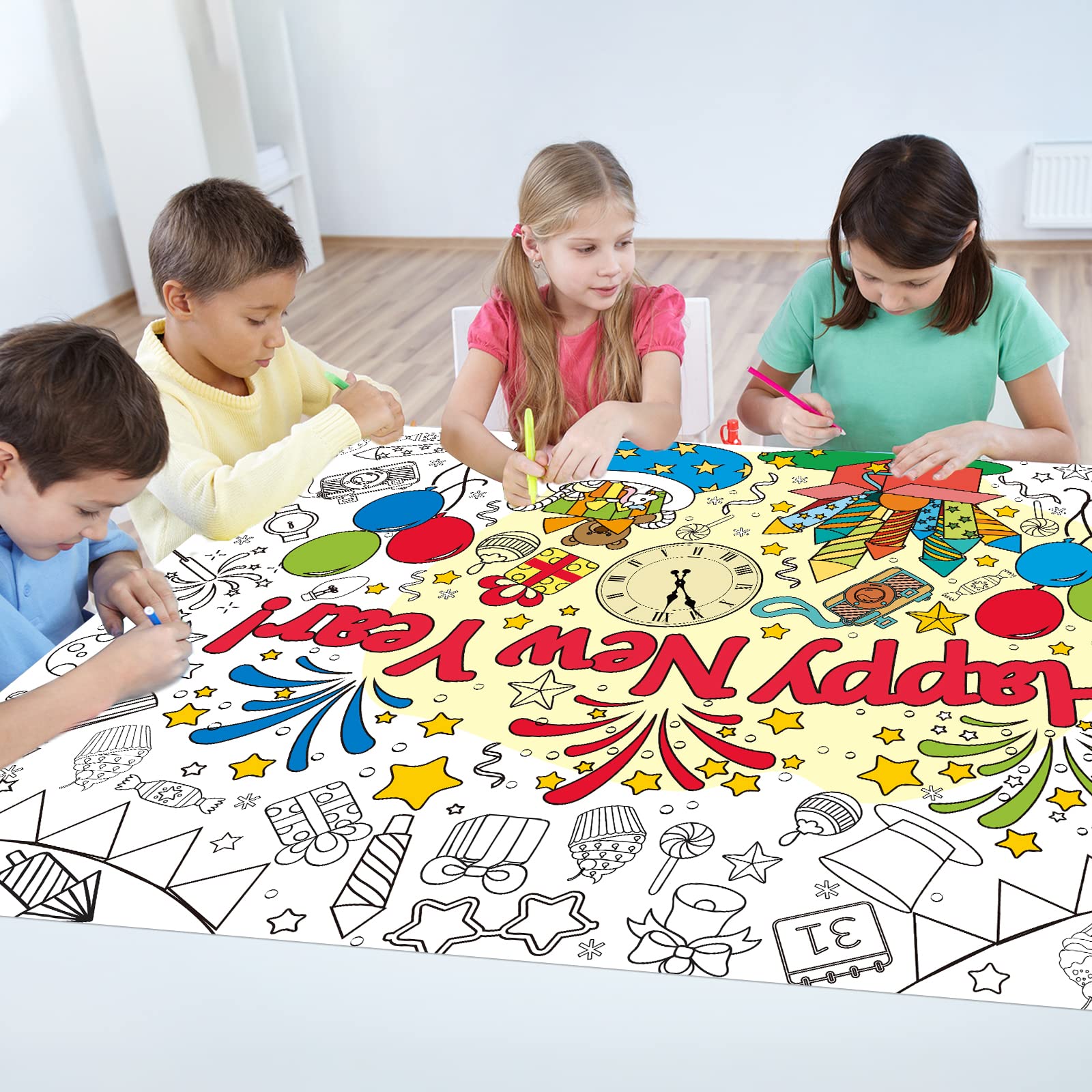 Snapklik.com : Giant Happy New Year Coloring Poster For Kids 2025 New ...