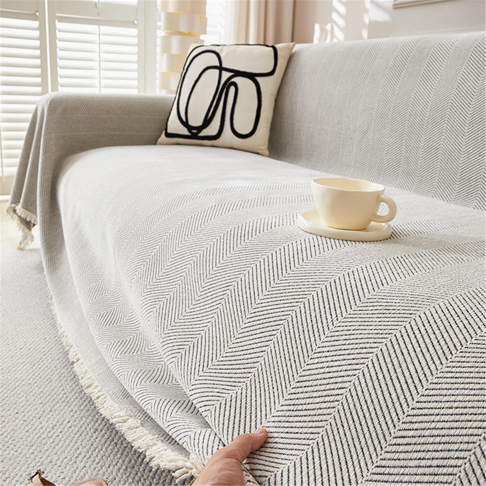 FANSU Throw for Sofa Large 1/2/3/4 Seater Extra Large Throw Blanket Sofa Reversible Versatile Woven Soft Blanket Throw Decorative Blankets for Settees Couch Sofa Bed armchair (White,90x90cm)