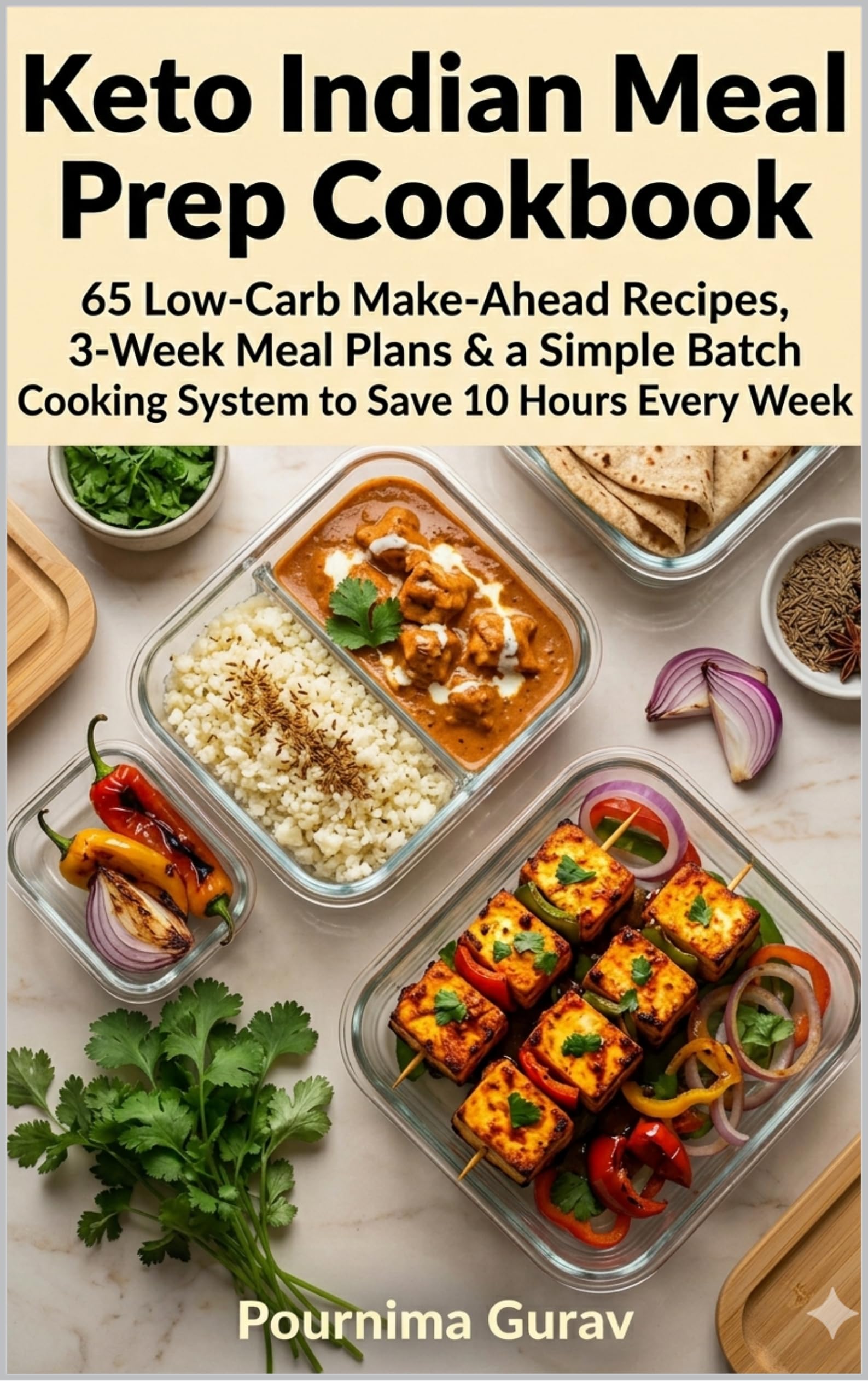 Keto Indian Meal Prep Cookbook: 65 Low-Carb Make-Ahead Recipes, 3-Week Meal Plans & a Simple Batch Cooking System to Save 10 Hours Every Week (English Edition)