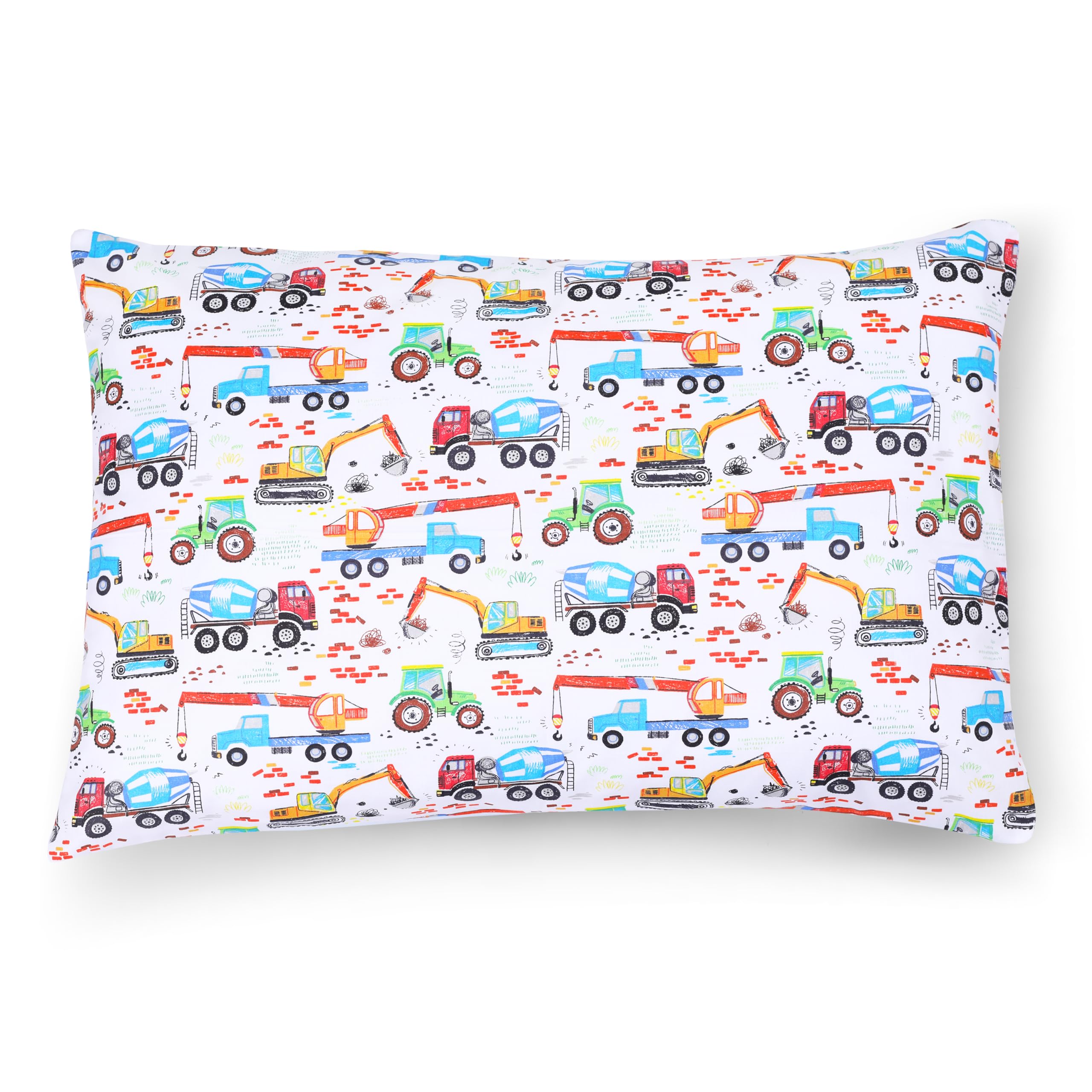 PinkZebra Kissenbezug 35 x 40 cm, Kopfkissenbezug aus 100% Baumwolle, Kissenhülle Jungen, Öko-tex Standard 100 mit Reißverschluss, Traktor