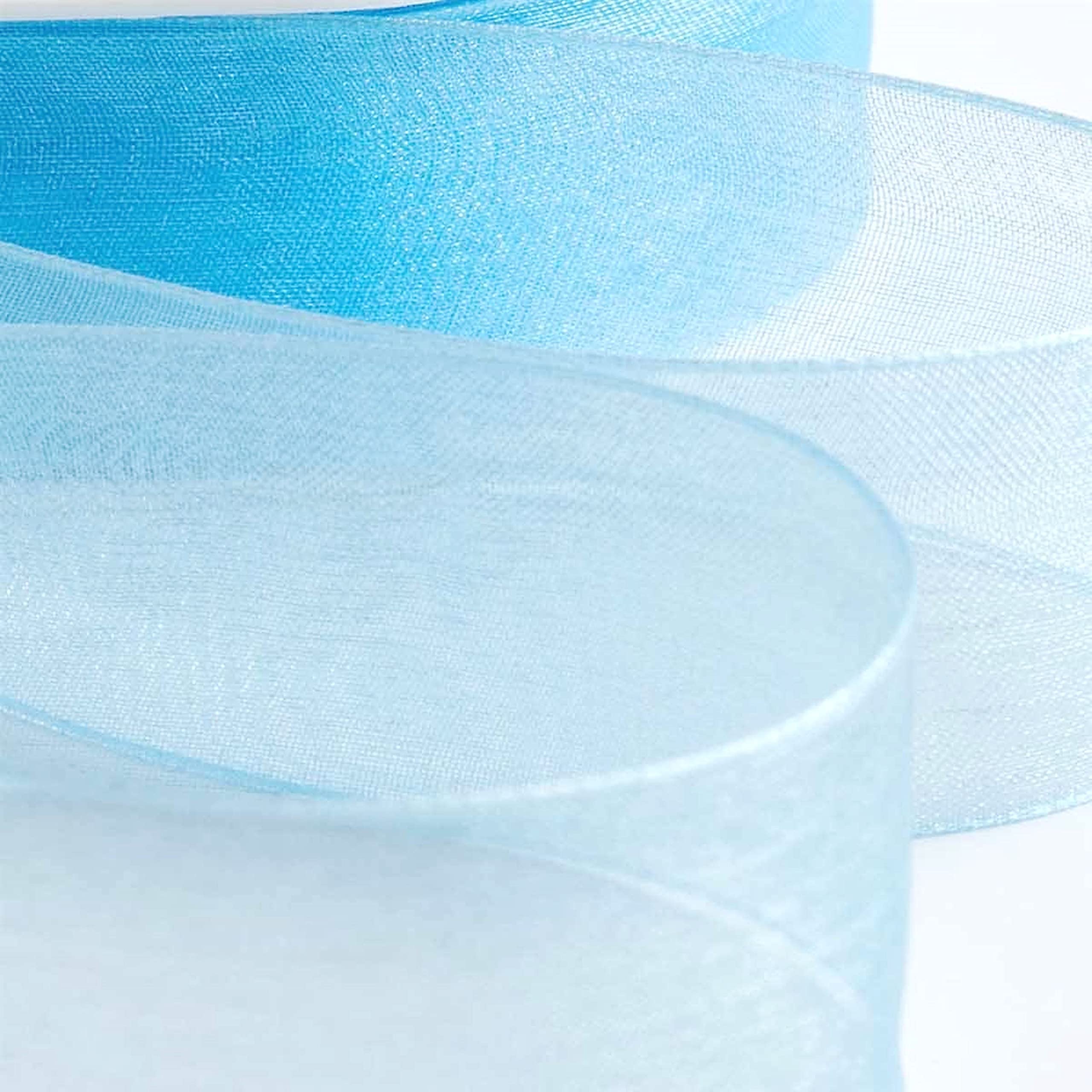 Gcs London Light Blue Organza Ribbon. Scrapbooking, Gift Wrapping, Home Deco. 46 Meters / 50 Yards S (25Mm, )