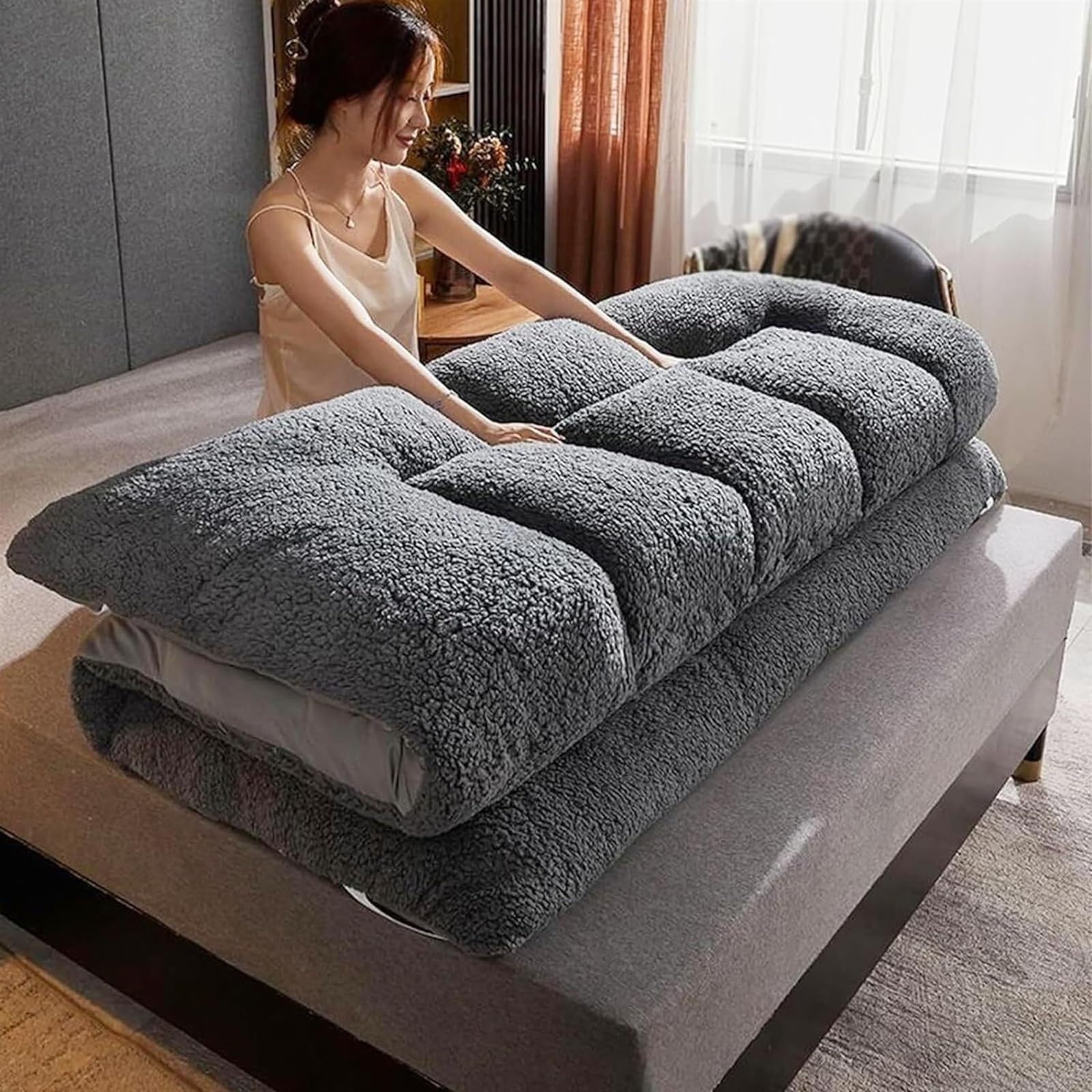 Generico Materasso Tappetino per Dormire Tatami Made in Japan Materasso da Pavimento Materasso futon Spesso 4 Pollici Pile di Lana Tappetino Tatami Tappetino per Dormire Pieghevole per Meditazione Yo