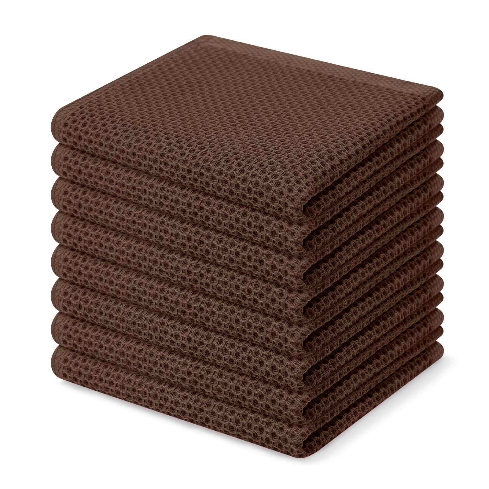 Homaxy 100% Cotton Waffle Weave Kitchen Dish Cloths 8-Pack, Coffee