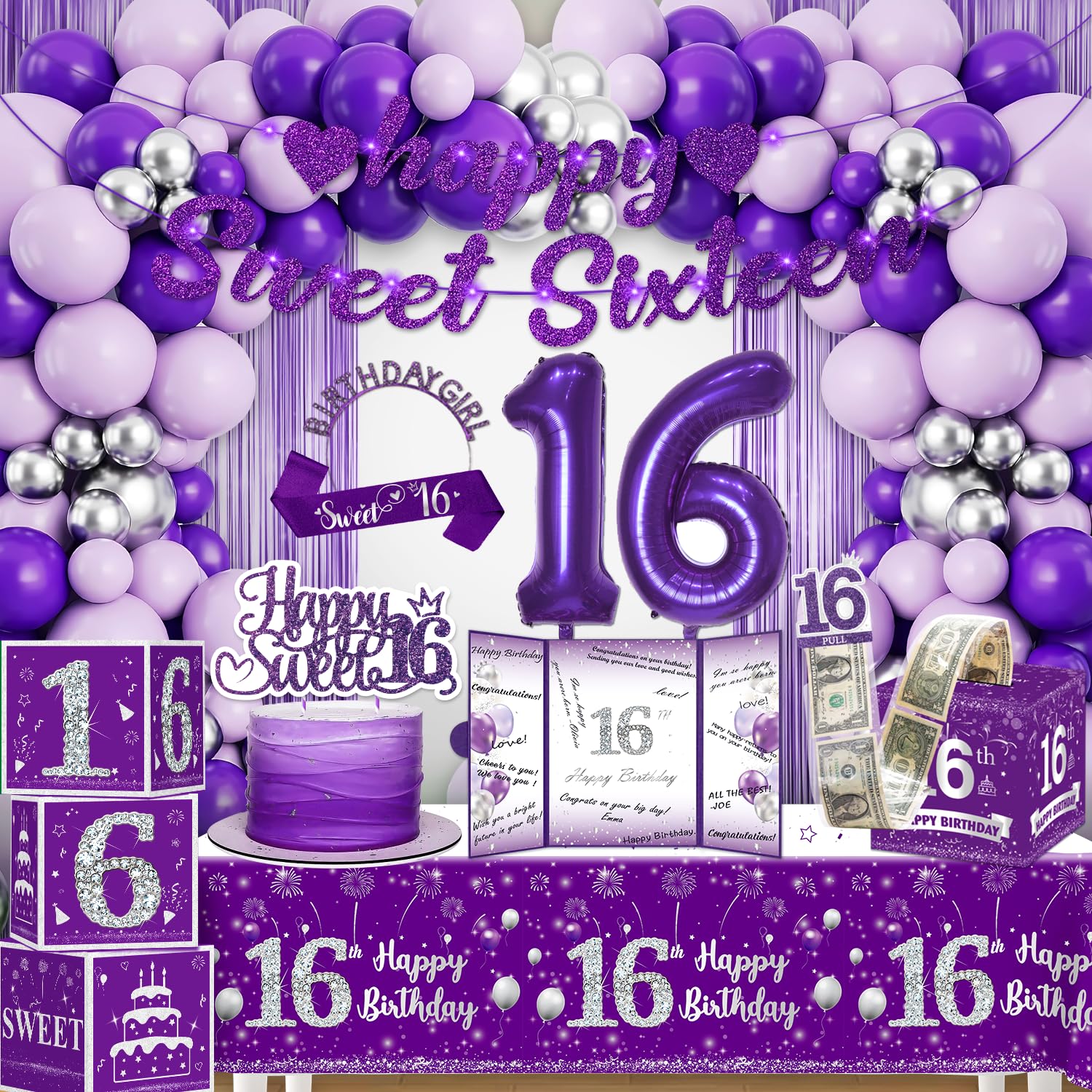 140pcs Sweet 16 Birthday Decorations for Girls