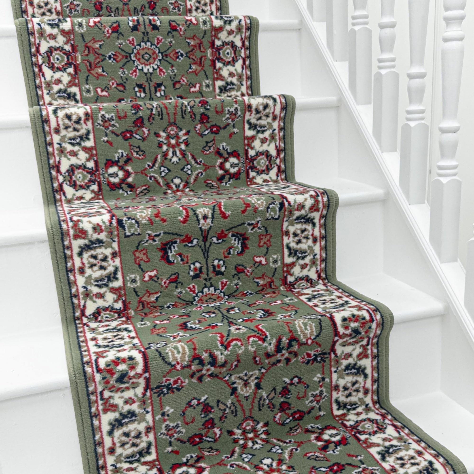 runrug Stair Runner Rug - Staircase Carpet Runner for Stairs - Stain Resistant Stair Carpet Rug Runner - Ideal for High Foot-Traffic Areas - 80cm Wide x 510cm Long - Persian, Green โ image 1