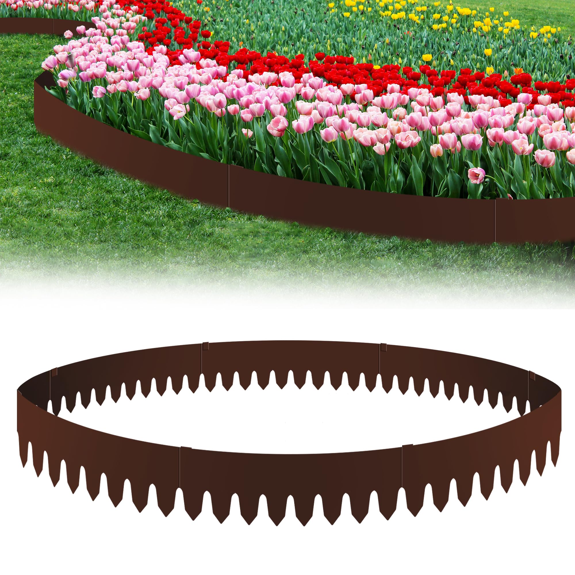 Buy REAWOW 8 Pack Steel Lawn Landscape Edging,6.7''HX39''L Metal Bendable Garden Edging Border