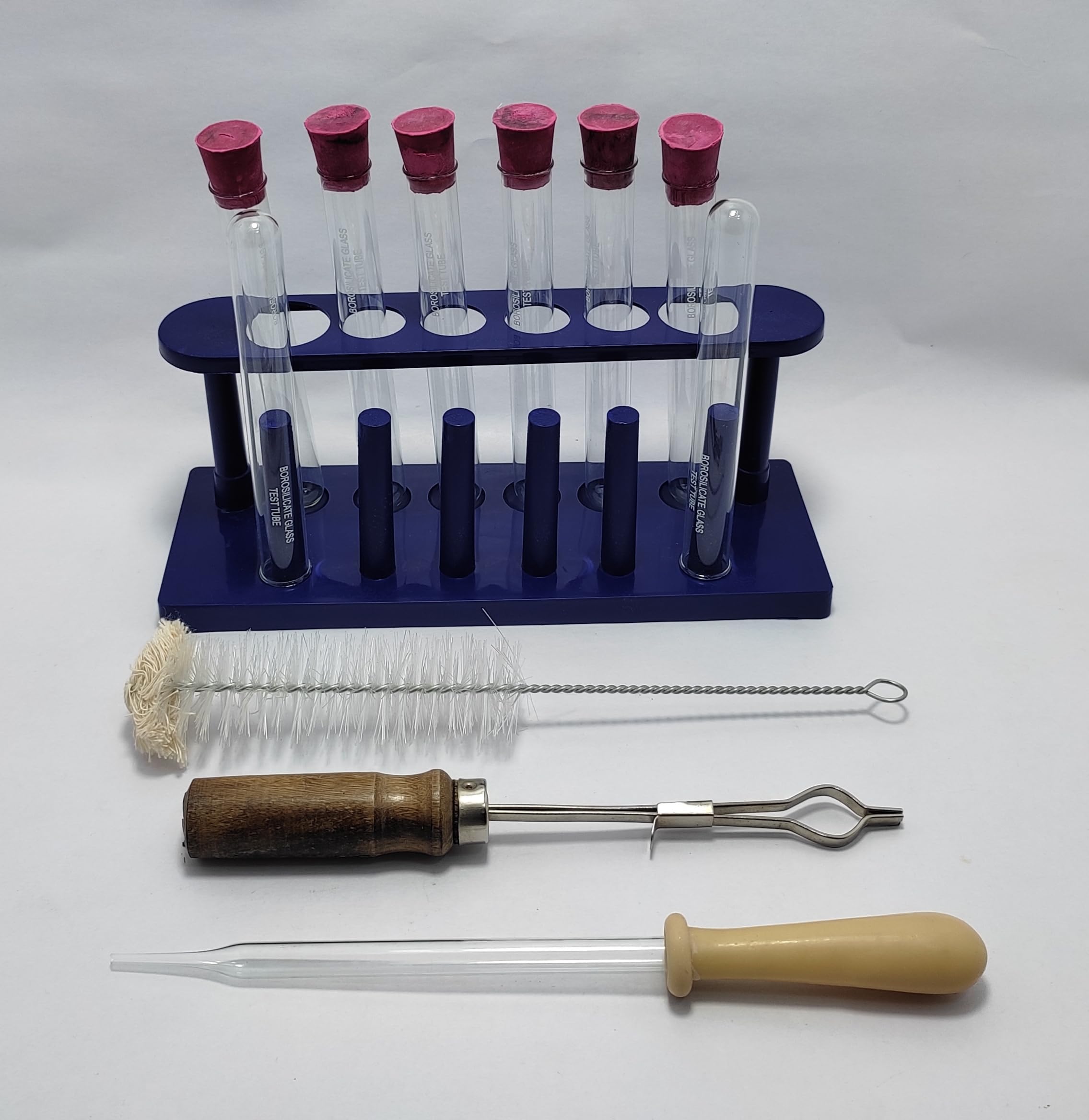 Test Tube stand Borosilicate Glass Test Tube 15X125MM with Rim 6 pices Test Tube Holder 1.test tube brush with 6 Rubber Stoppers 1 glass dropper 8 inch (2 test tube free) (B0D1CKTWPH) Amazon Price History, Amazon Price Tracker