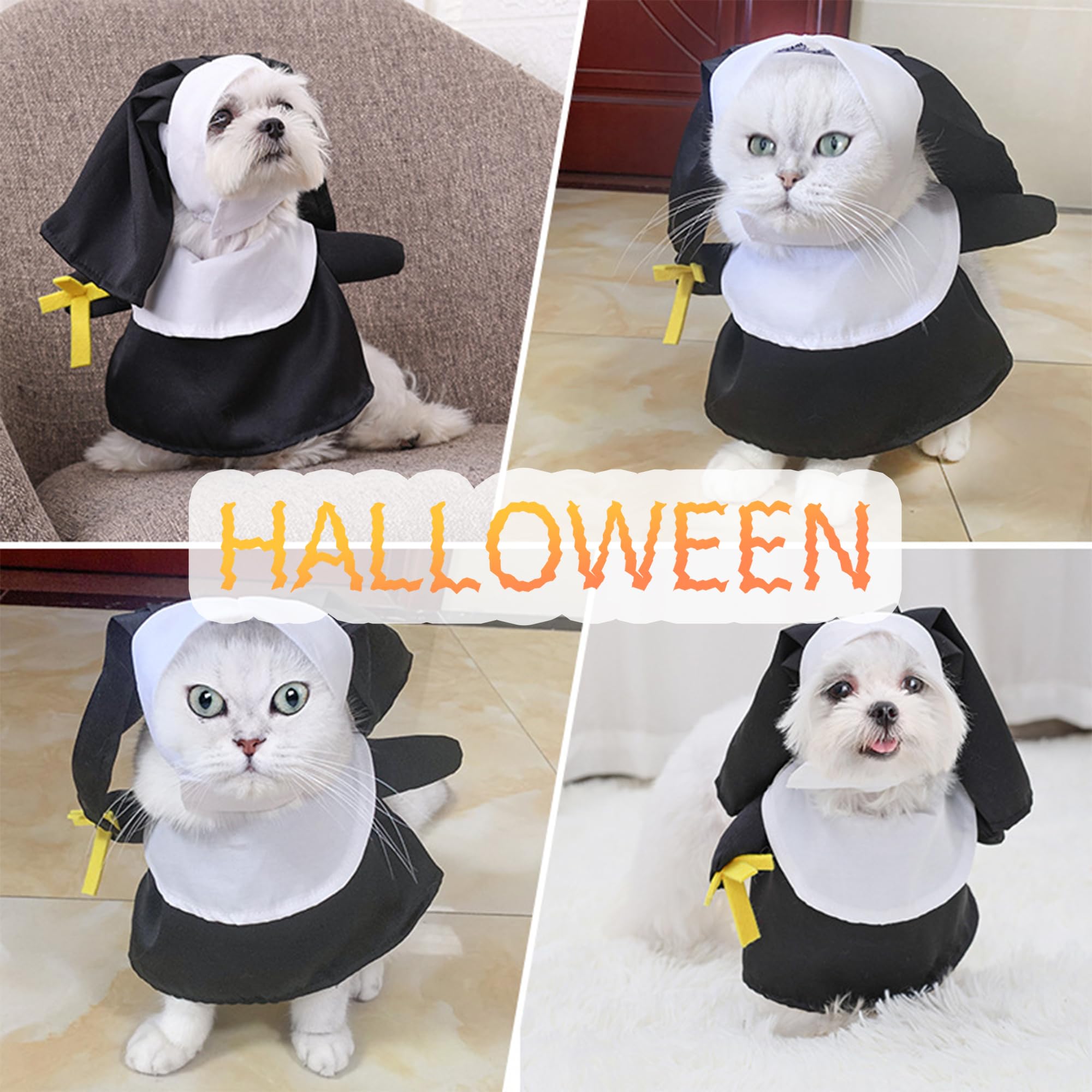 HOTUMN Nonne Halloween-Kostüm Für Kleine Hunde & Katzen – Inkl. Kleid & Hut, Verstellbar