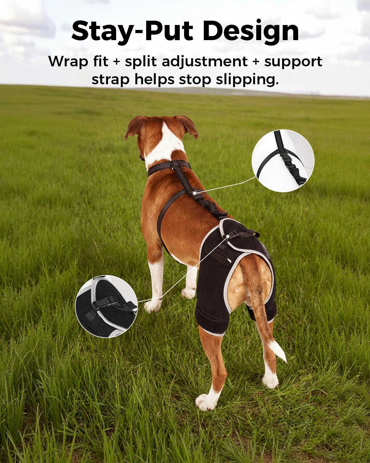 Soporte para displasia de cadera para perros, soporte de cadera para perros con terapia de frío y calor, 2 paquetes de gel incluidos, bolsillo de intercambio rápido, soporte ajustable para